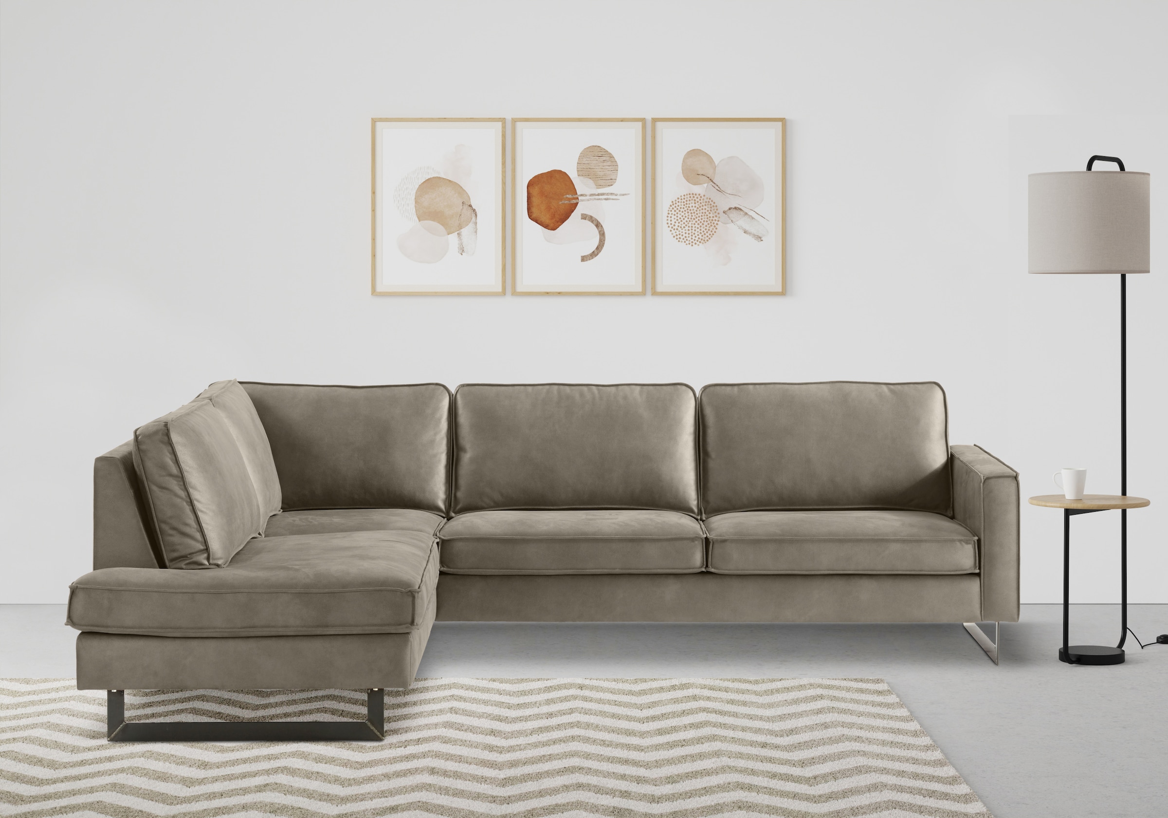 Places of Style Ecksofa "Pinto, 290 cm, Cord, Chenille, Lederoptik, Ottoman günstig online kaufen
