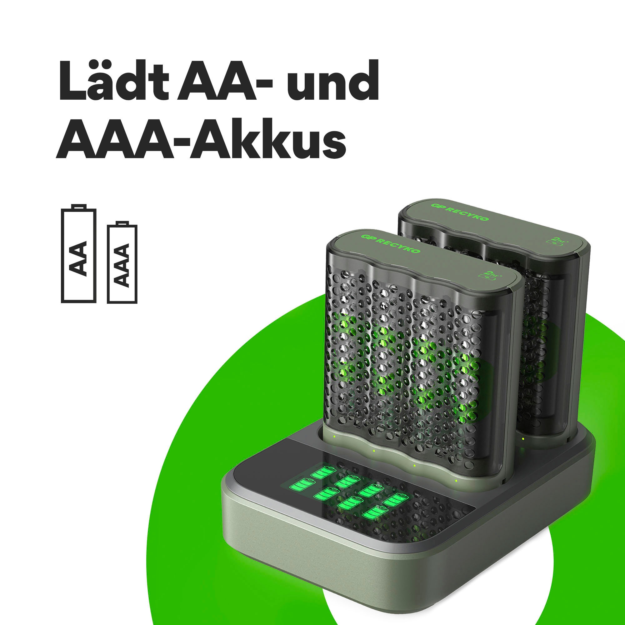 GP Batteries Batterie-Ladegerät »M452 USB 8AA Schnellladung mit Dock«, (Packung, 2 St.)