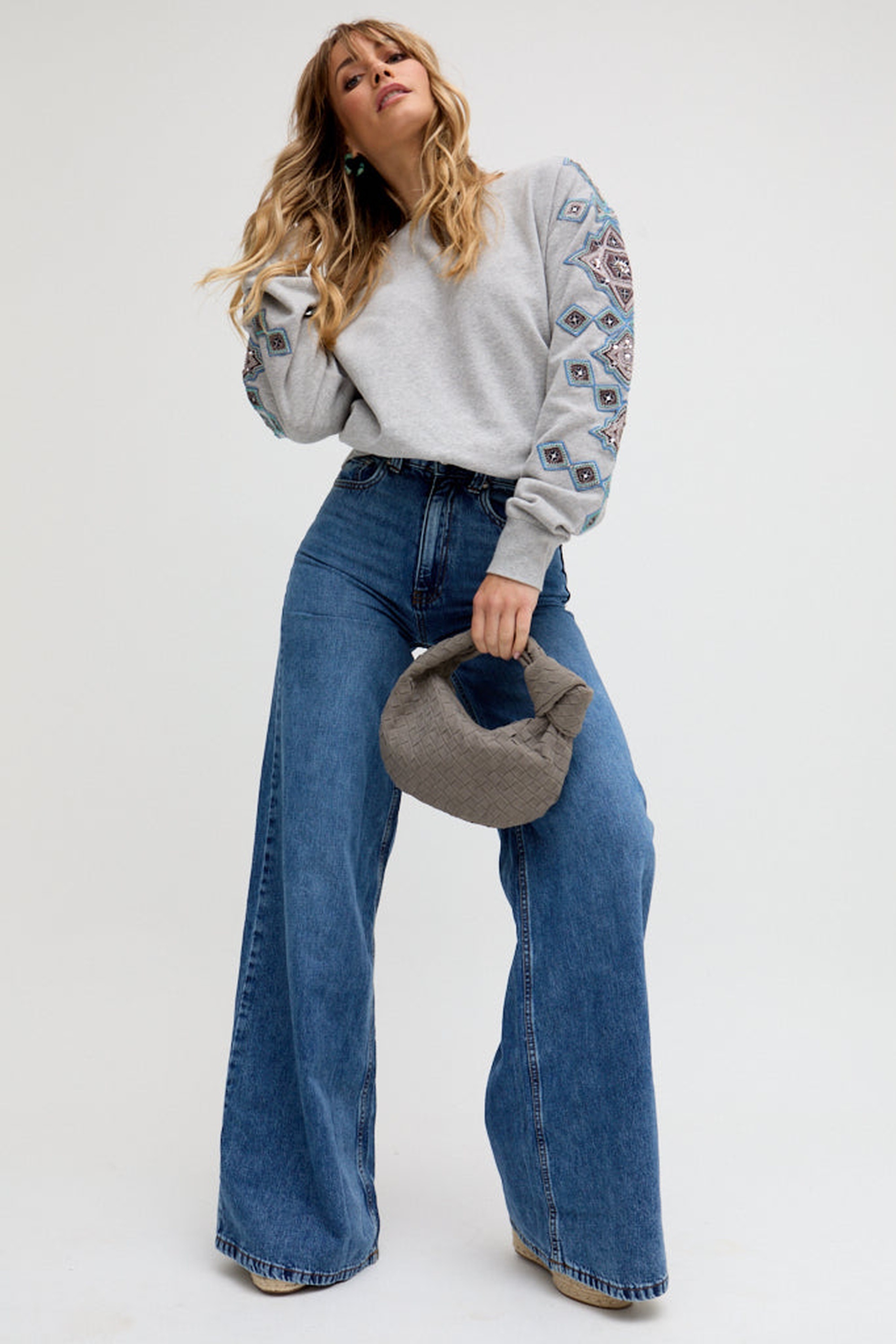 Thumbnail - RAFFYA Sweatshirt "Jewel Full Sleeves Embroidered Sweatshirt Damen"