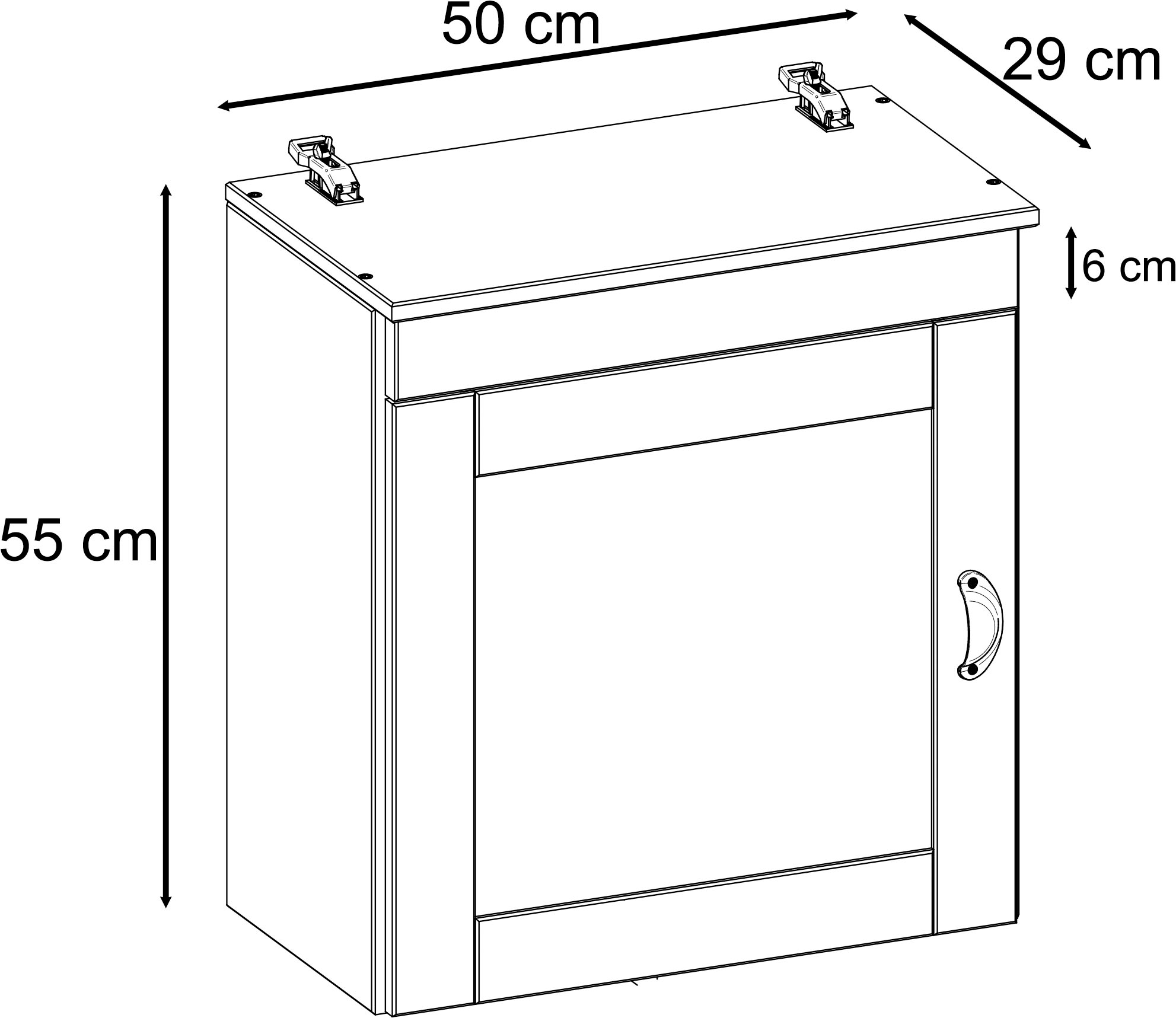 Home affaire Hängeschrank »Oslo« 50 cm breit, aus massiver Kiefer, 1 Tür, Metallgriff, Landhaus-Optik