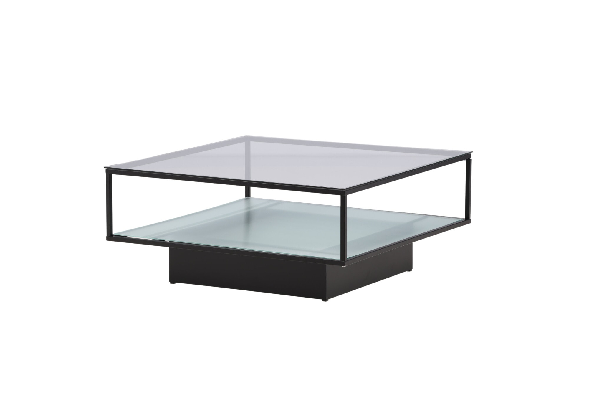 Venture Design Maglehem Couchtisch, Mit Ablage – Klarglas Und Schwarzer Stahl, 90X90 Cm, Klar - Image 3