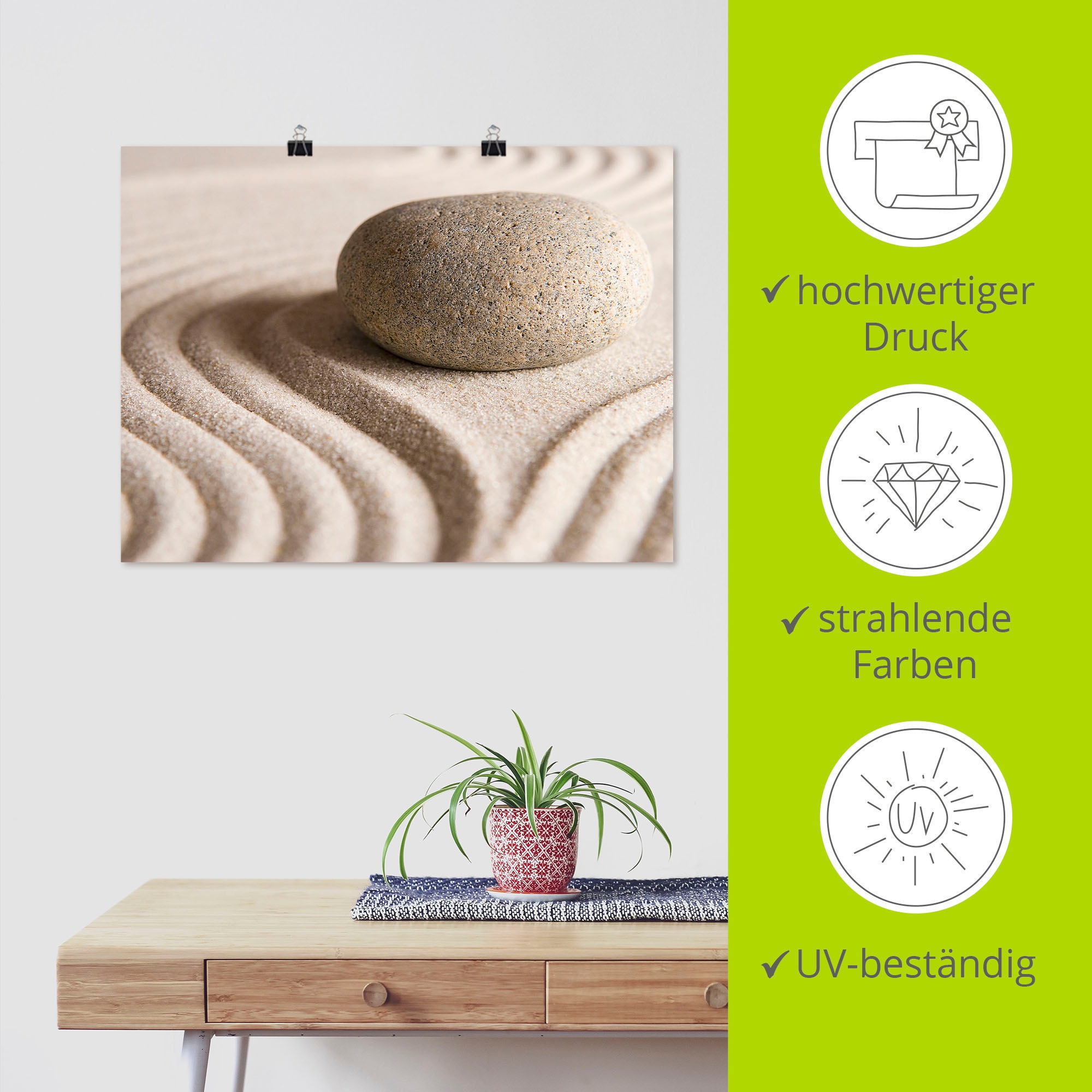 Artland Wandbild »Zen Stein«, Zen, (1 St.), als Leinwandbild, Poster in verschied. Größen
