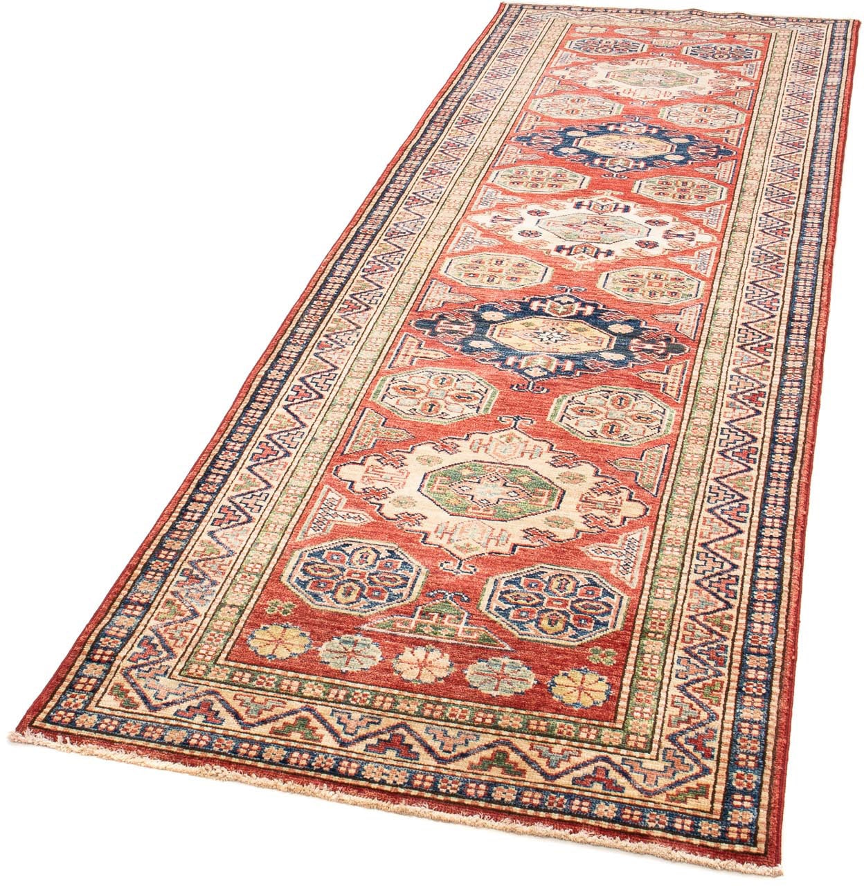 morgenland Orientteppich "Ziegler - Kazak - 246 x 83 cm - rot", rechteckig, 6 mm Höhe, Wohnzimmer, Handgeknüpft, Einzels