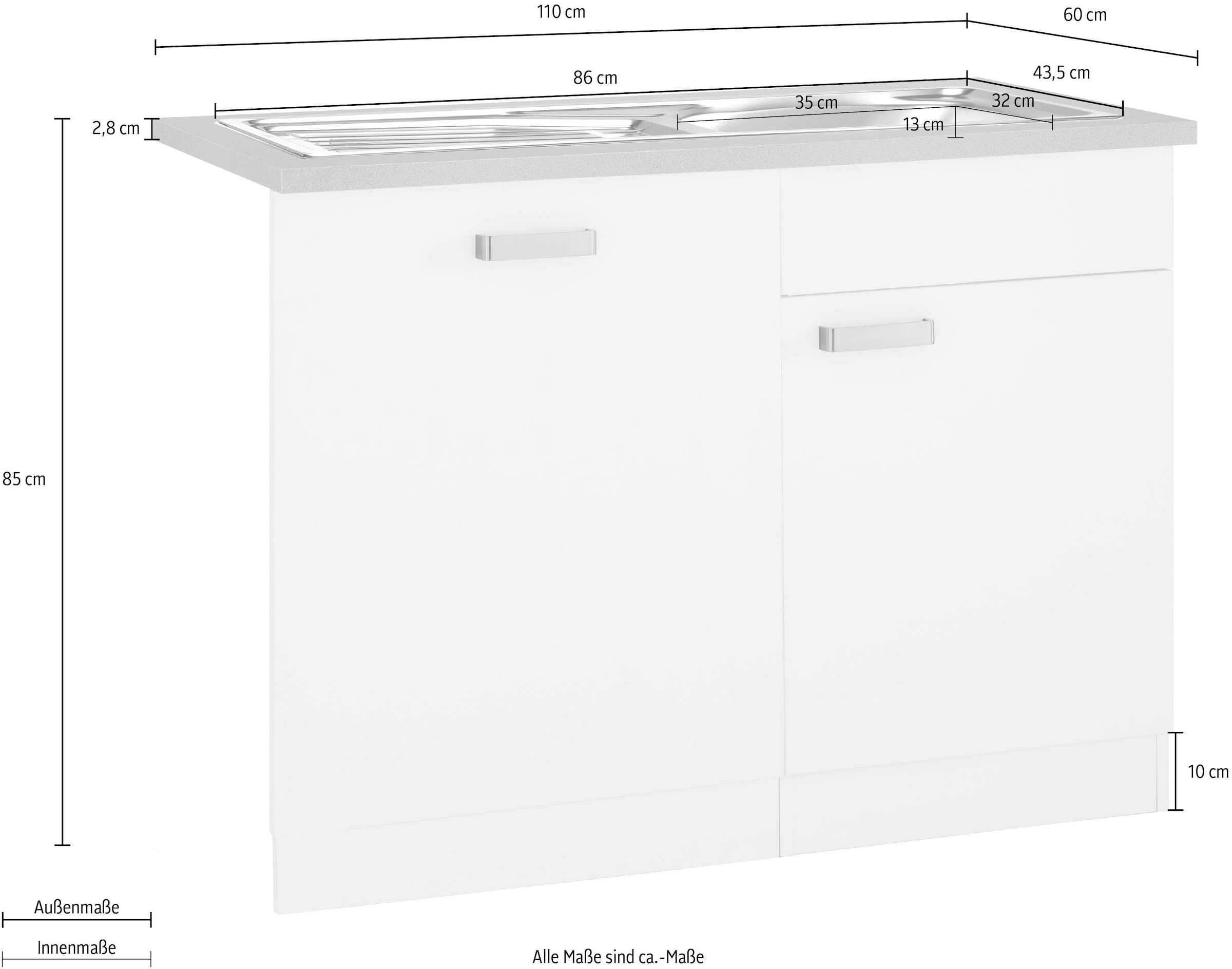 wiho Küchen Spülenschrank »Husum«, 110 cm breit, inkl. Tür/Sockel für  Geschirrspüler bestellen | BAUR