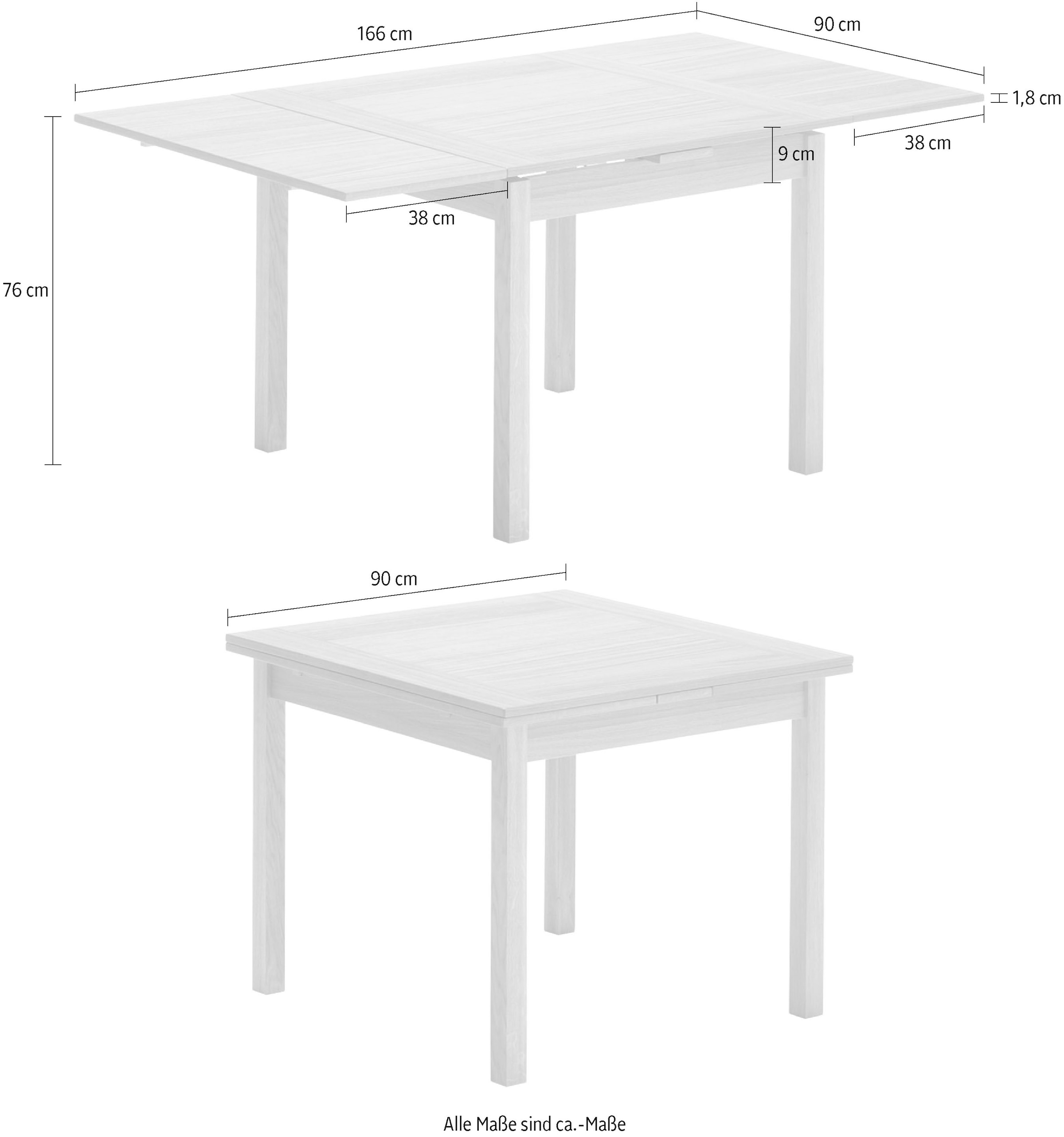 Hammel Furniture Esstisch »Basic Dinex, schnell innenliegende Einlegeplatten ausziehbar,«, Furnier / Massivholz, in zwei Breiten, stabiler dänische Design Tisch