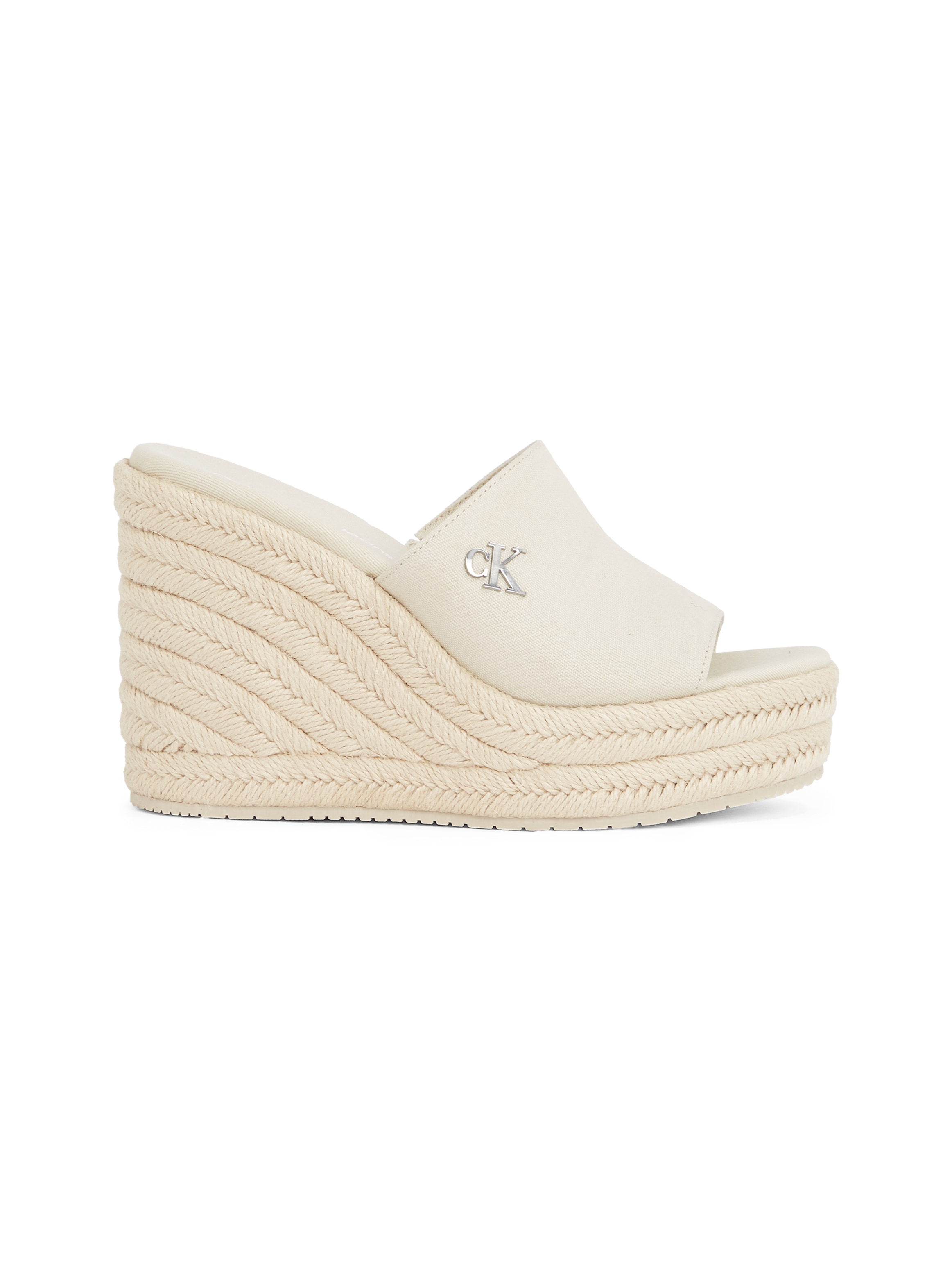 Calvin Klein Jeans Keilpantolette »WEDGE ROPE SLIDE MG«, Sommerschuh, Plateausohle, Urlaubsschuh mit Bastverzierung