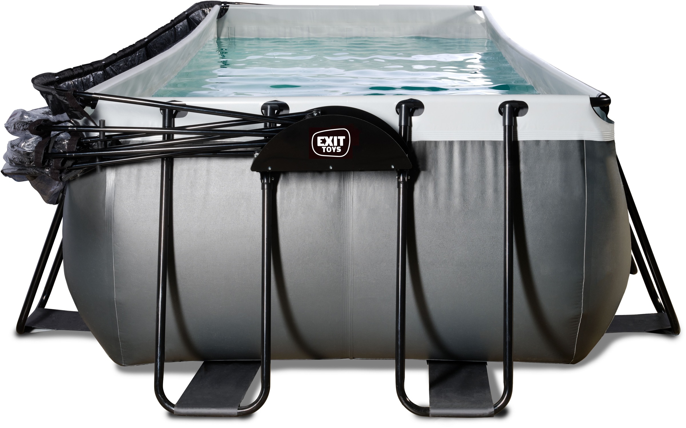EXIT Framepool »»Black Leather Pool««, (Set), mit Sandfilterpumpe und Abdeckung und Zubehörset - schwarz