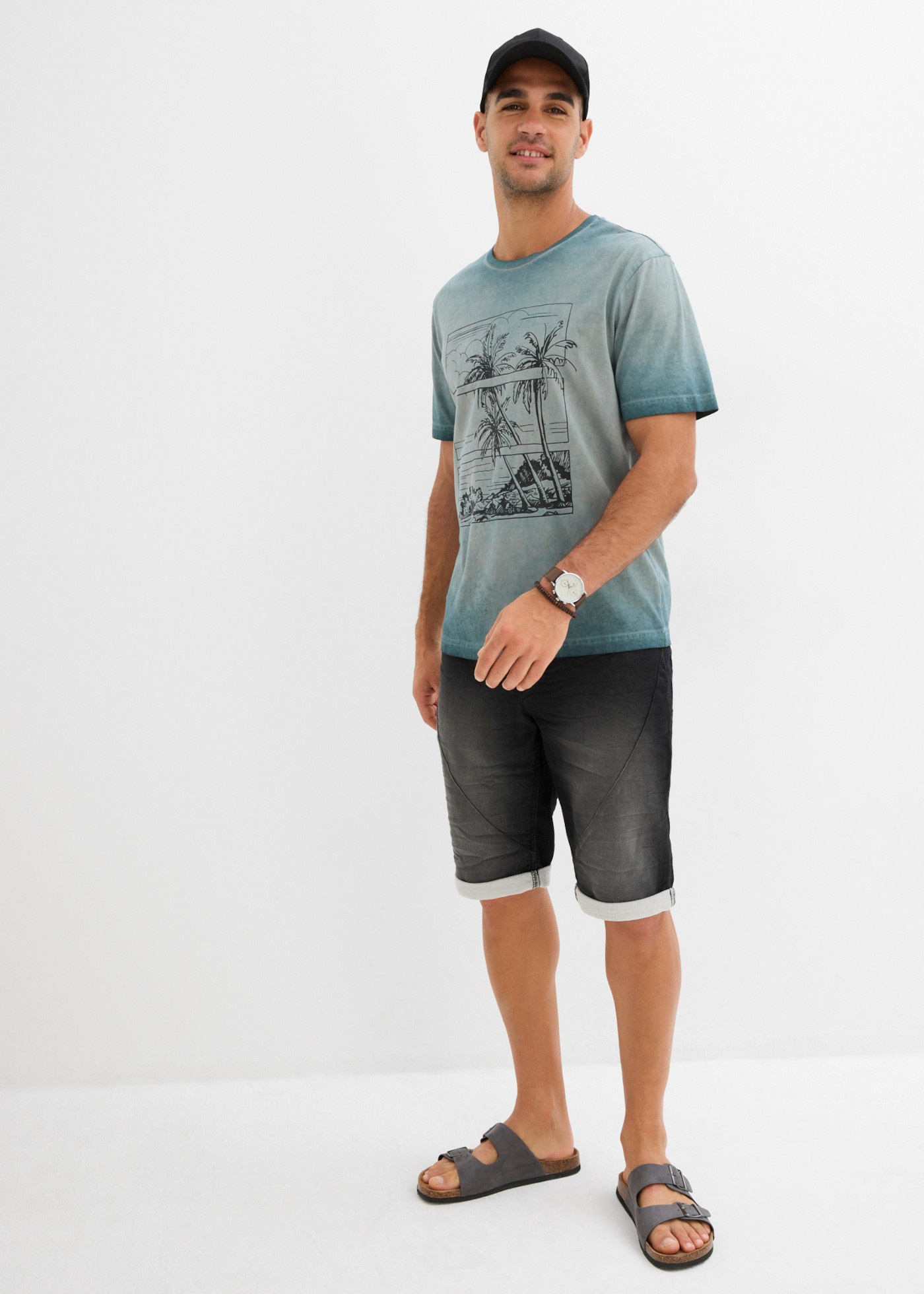 bonprix T-Shirt aus reiner Baumwolle, mit Oil-Dyed-Effekt