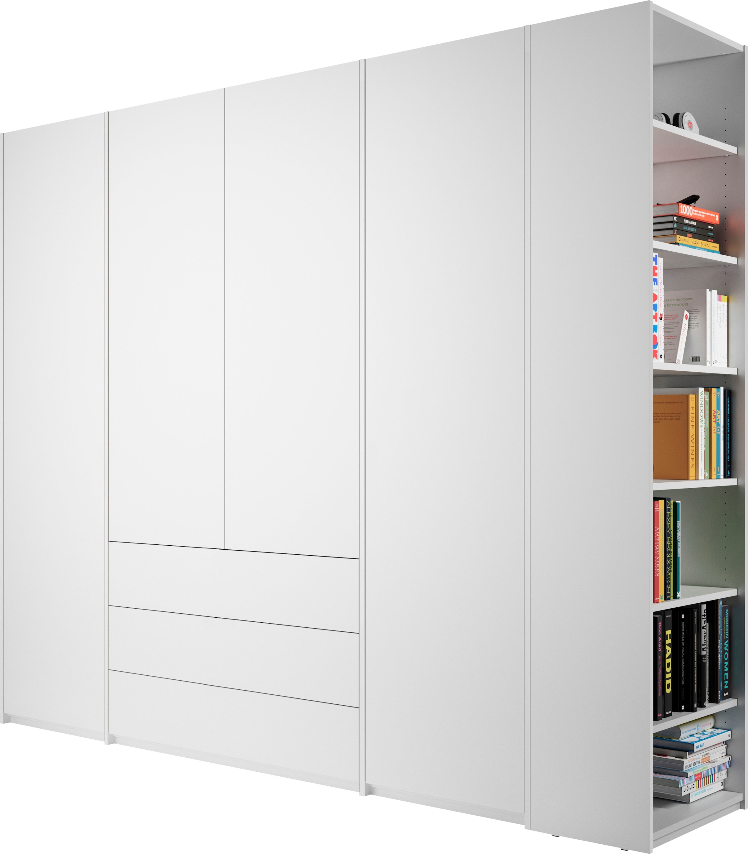 Drehtürenschrank »Modular Plus Variante 5«, 3 geräumige Schubladen, Anbauregal rechts...