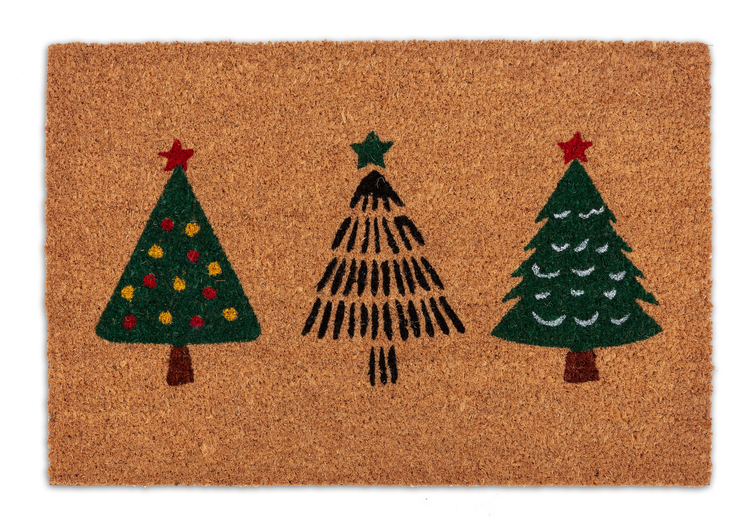 ASTRA Fußmatte "Kokosvelours Tannenbäume 40x60" rechteckig 1,4 mm Höhe Kokos, Natürliches Material, Tannenbaum, Weihnachten
