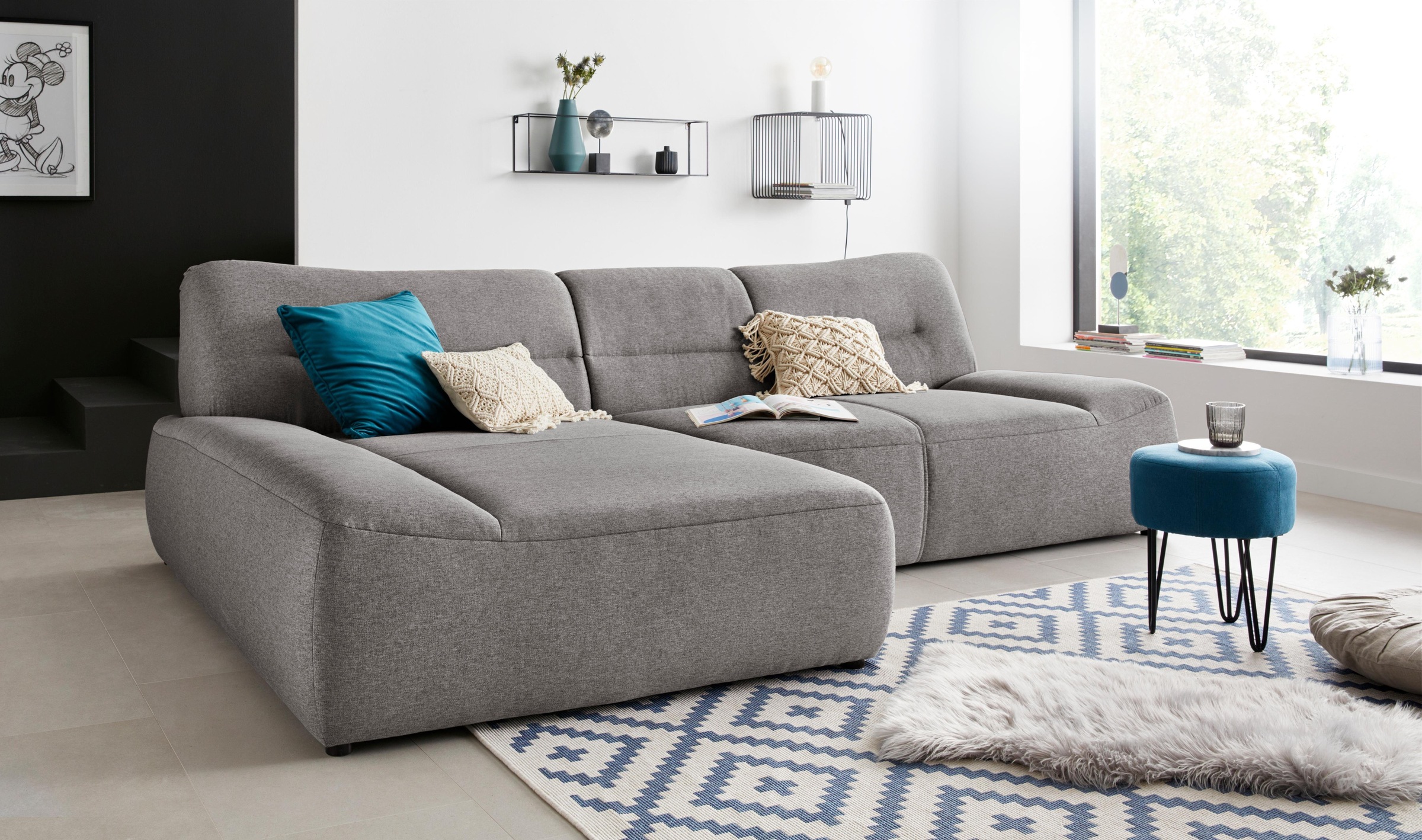 DOMO collection Ecksofa »Cesena moderne Polsterecke mit flachen Armlehnen, L-Form«, fester Sitzkomfort, frei im Raum stellbar