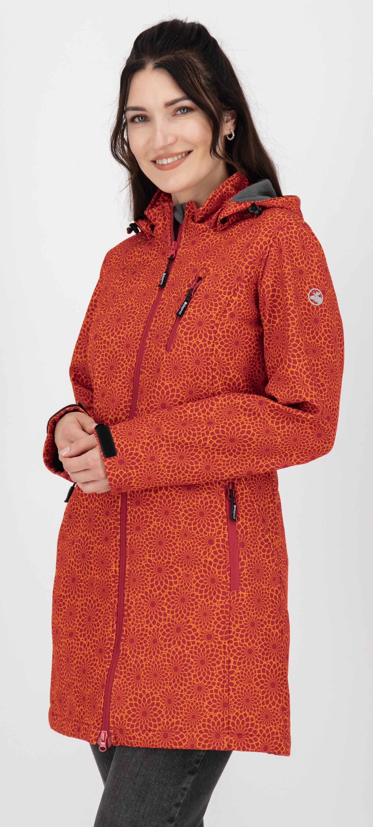 DEPROC Active Softshelljacke »SHELBY LONG«, leichter Softshell Kurzmantel mit abnehmbarer Kapuze