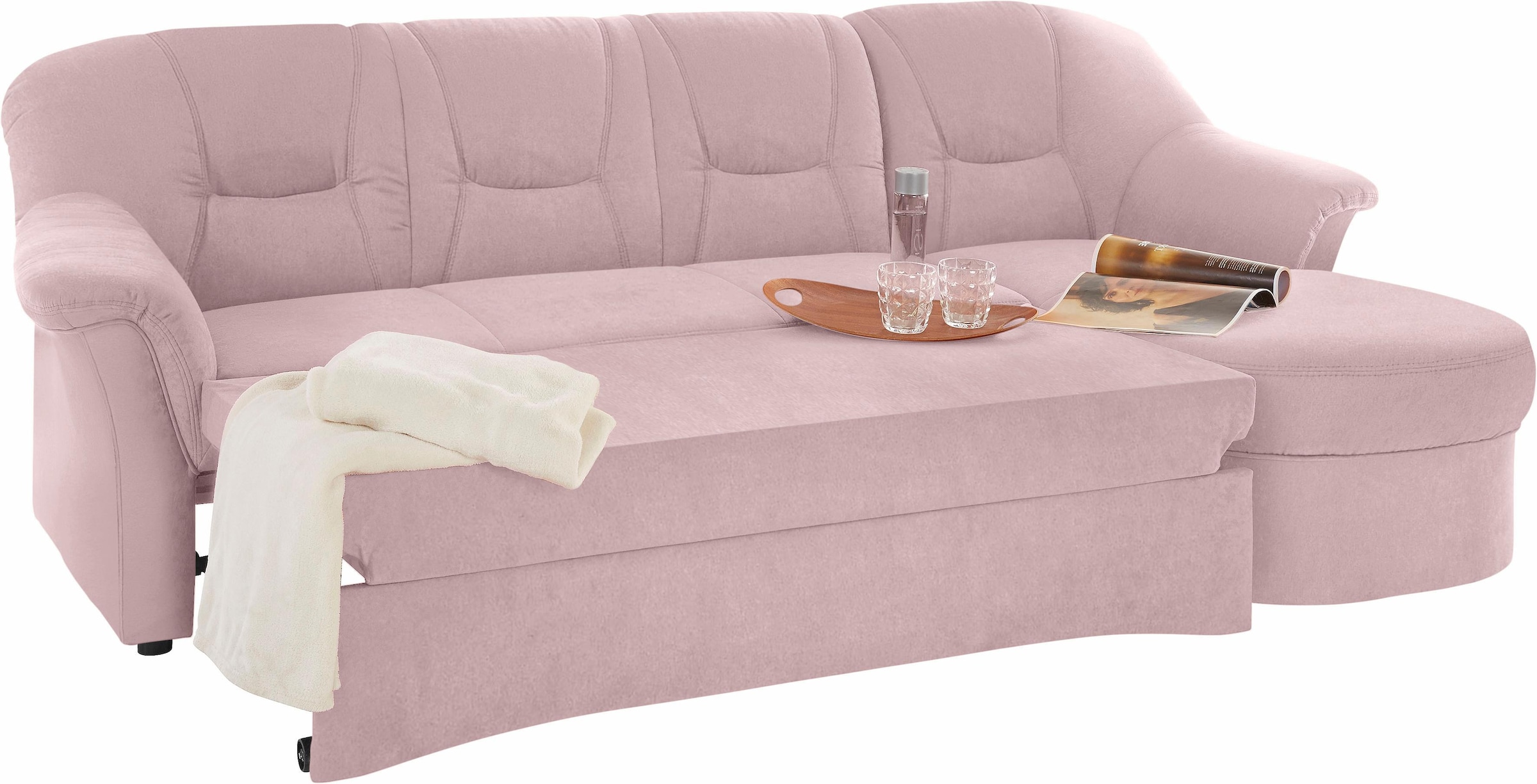 DOMO collection Ecksofa »Sarafina zeitlos und komfortabel, optional mit Federkern, L-Form«, wahlweise mit Bettfunktion