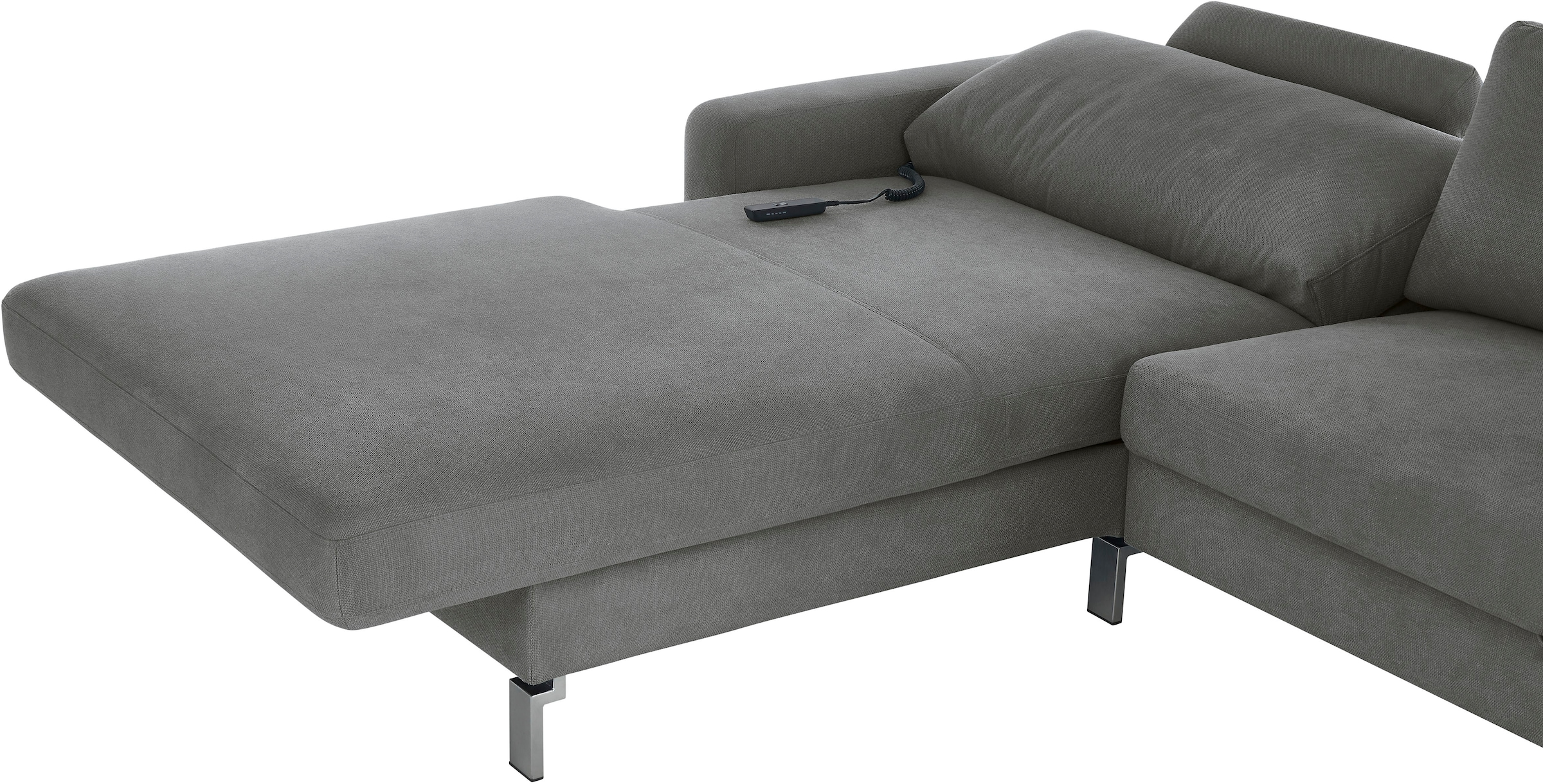 3C Candy Ecksofa »Lecce, wahlweise PUR-Schaumstoff oder Tonnentaschenfederkern«, Bett im 2,5-Sitzer, teilmotorische Schlaffunktion im Longchair, L-Form