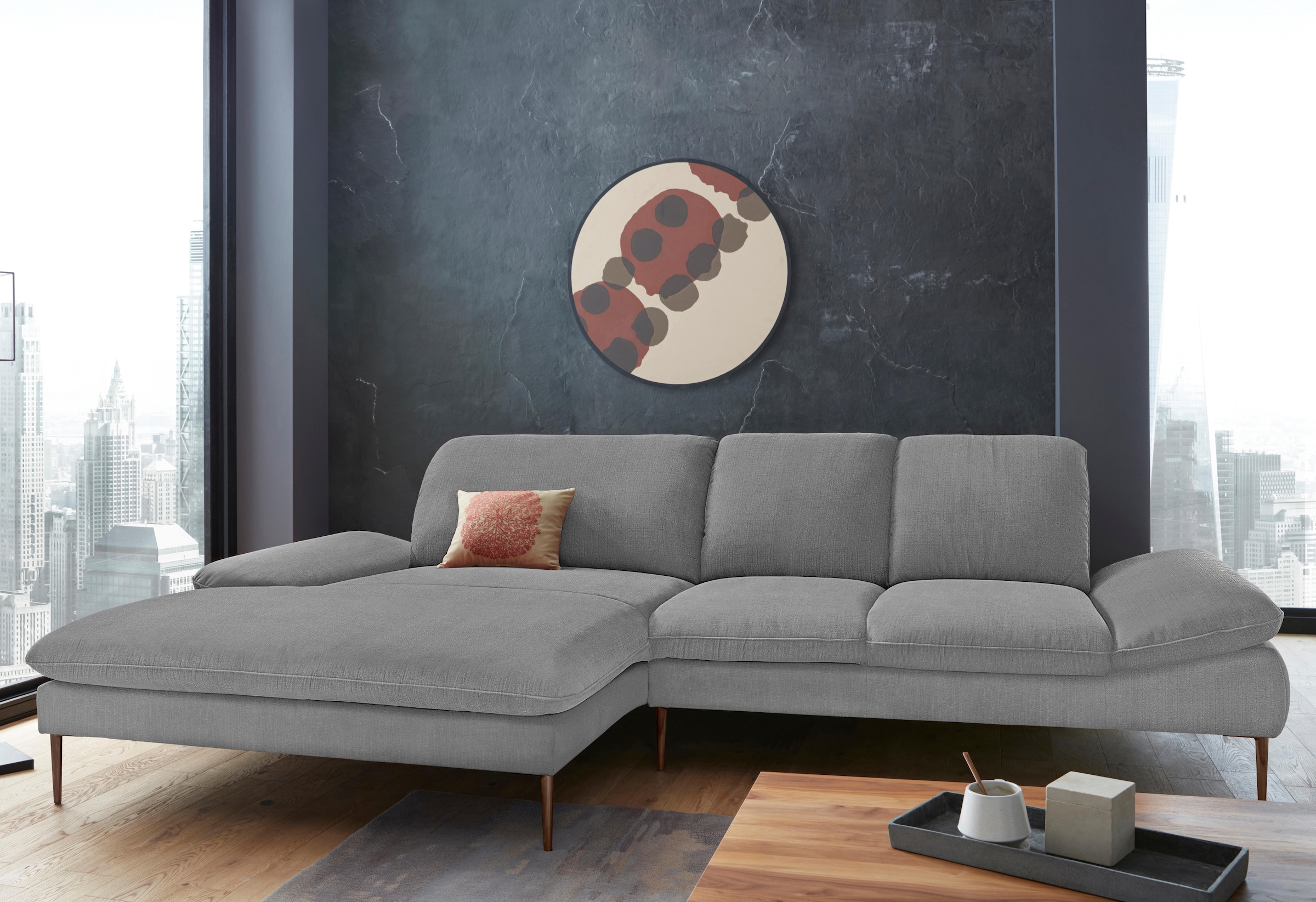 W.SCHILLIG Ecksofa "enjoy&MORE, Designsofa, bequem, zeitlos und elegant, L-Form" Sitztiefenverstellung, Füße bronze pulverbeschichtet, Breite 310 cm