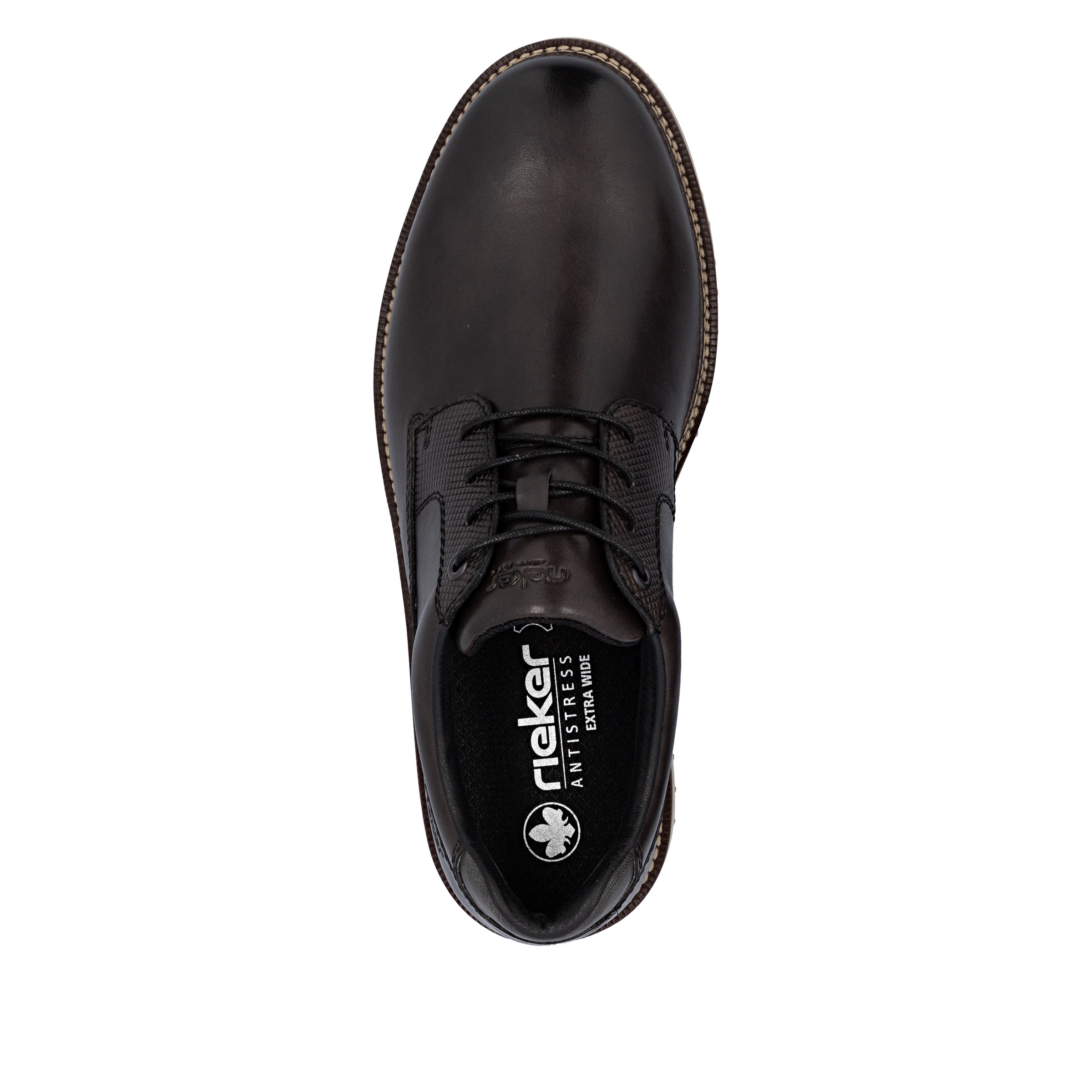 Schnürschuh RIEKER, Herren, Gr. 44, grau (dunkelgrau), Glattleder, unifarben, Schuhe Schnürschuh, Halbschuh, Business-Schnürer in bequemer Form 3