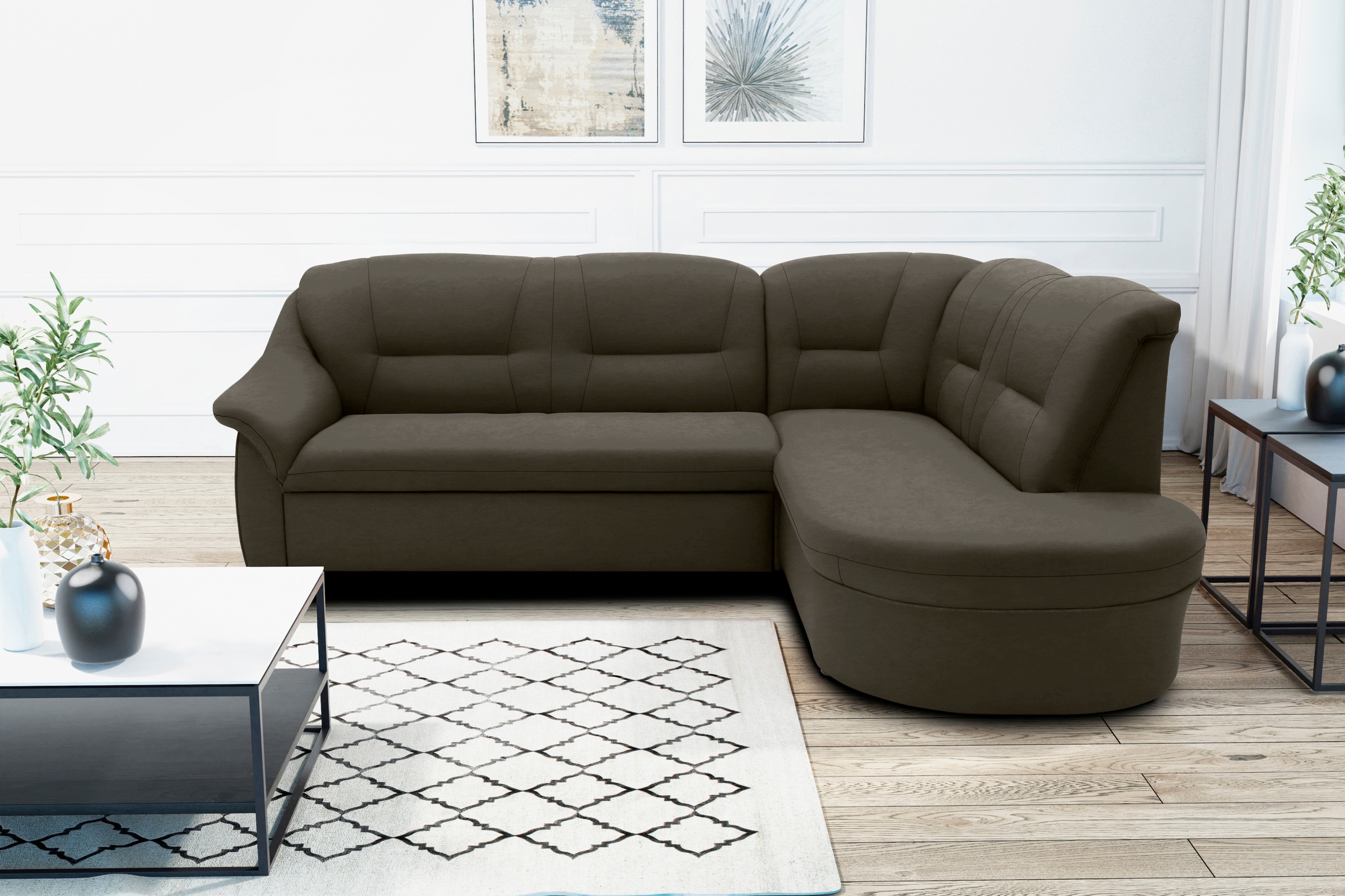 DOMO collection Ecksofa "Faenza für kleine Räume, Stellmaße 232,176cm, komf günstig online kaufen