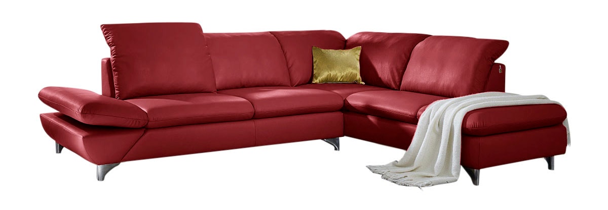 W.SCHILLIG Ecksofa "Taoo, elegant und zeitlos, bequem, L-Form, Breite 296cm" mit Sitziefenverstellung & Kopfteilverstellung