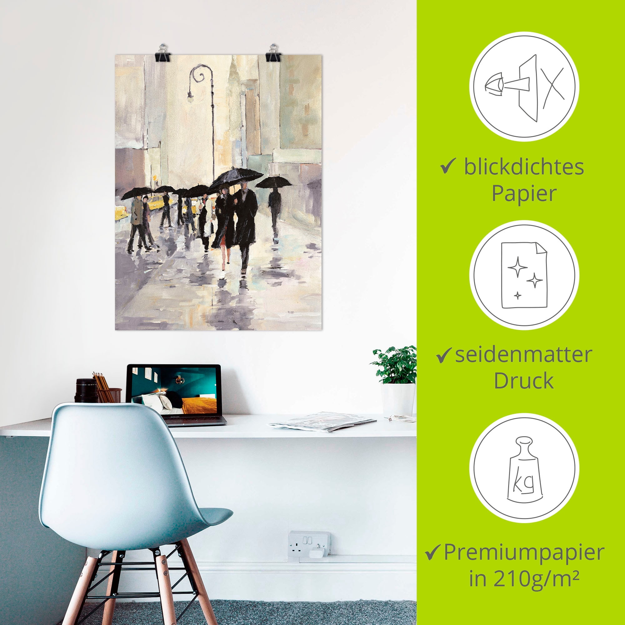 Artland Wandbild »Stadt im Regen« Gruppen & Familien 1 Stk. tlg. als Leinwandbild, Poster in verschied. Größen