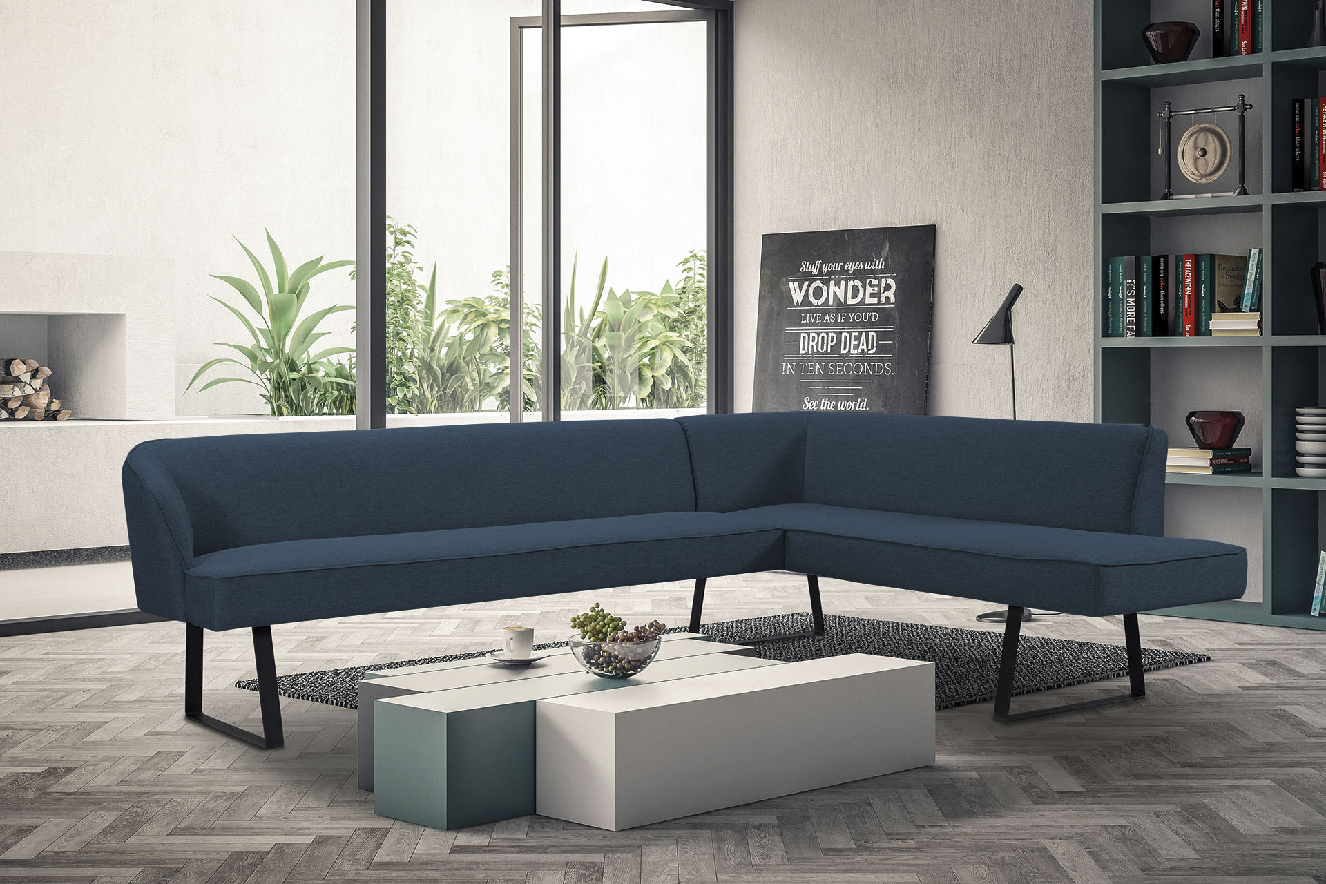 exxpo - sofa fashion Eckbank "Americano" mit Keder und Metallfüßen, Bezug in verschiedenen Qualitäten