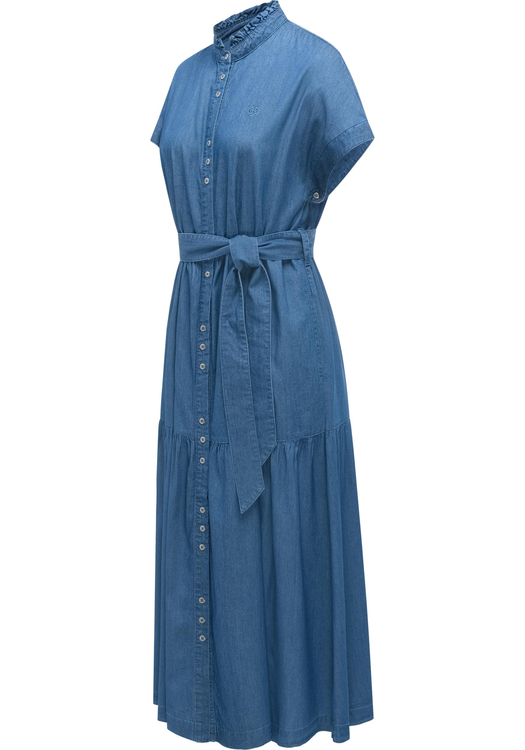 Ragwear Maxikleid »Liora Denim« 1 tlg. Ohne Taschen Wadenlanges Jeanskleid mit Bindeband
