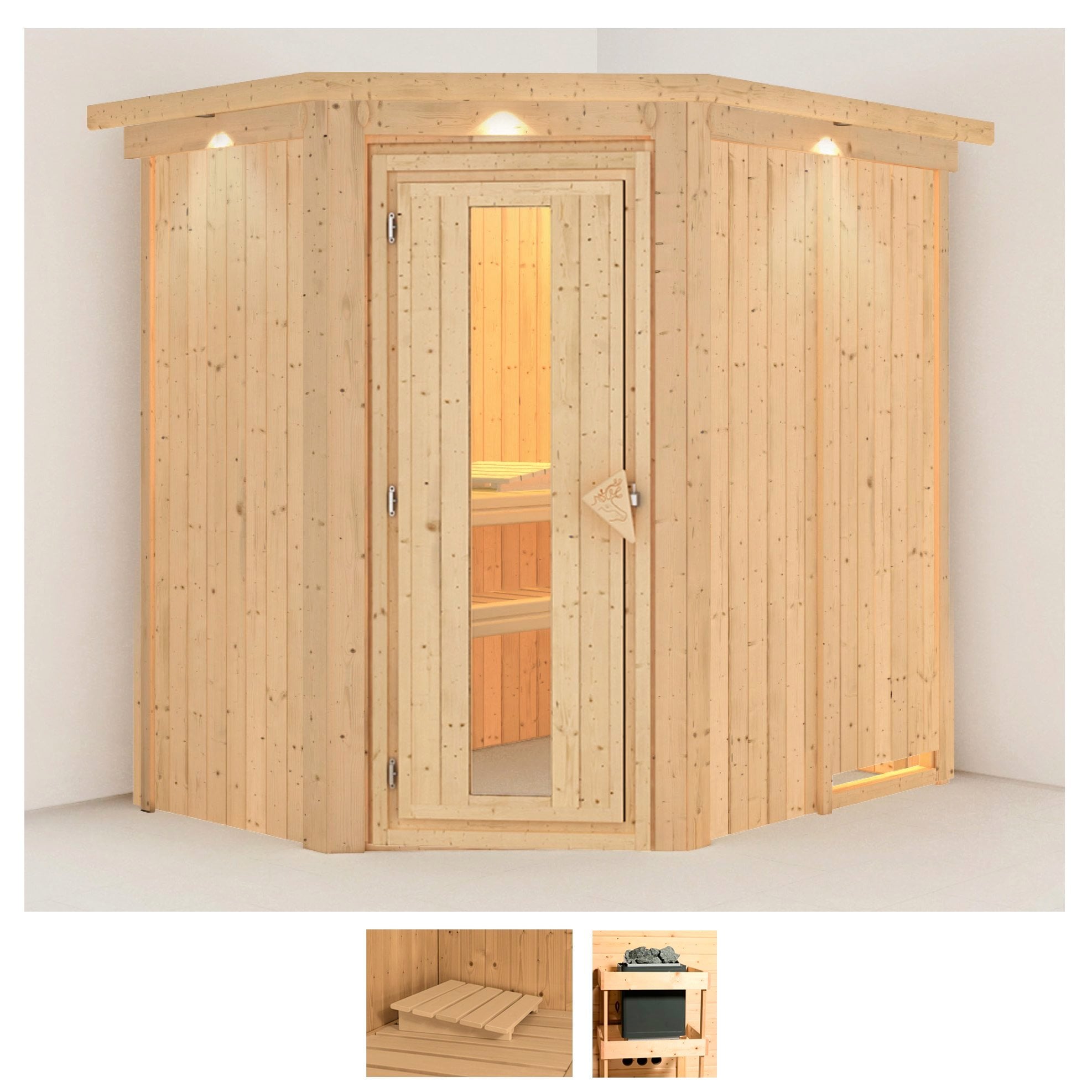 KARIBU Sauna "Swantje", ohne Ofen, (ohne Ofen), beige, Saunen, ohne Ofen