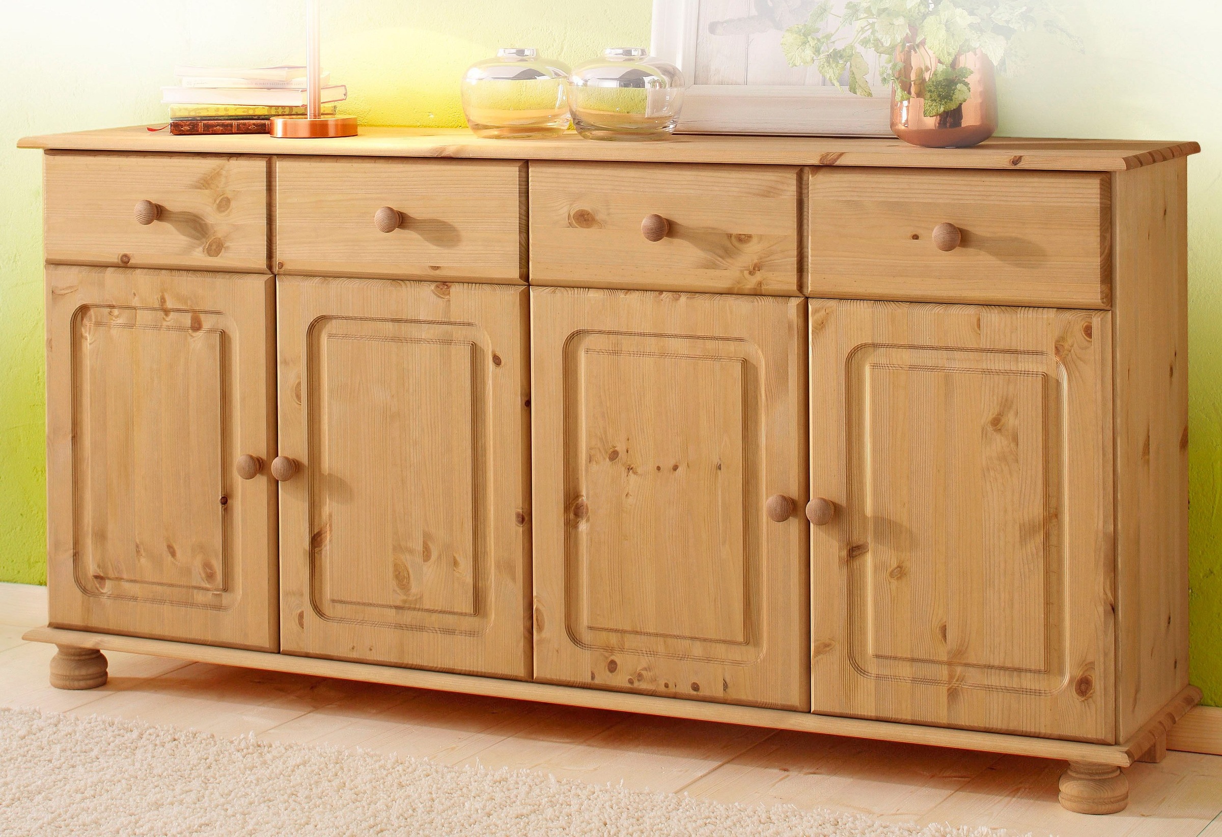 Home affaire Sideboard Mette, aus schönem massivem Kiefernholz, in weiteren Farbvarianten, Breite 156 cm