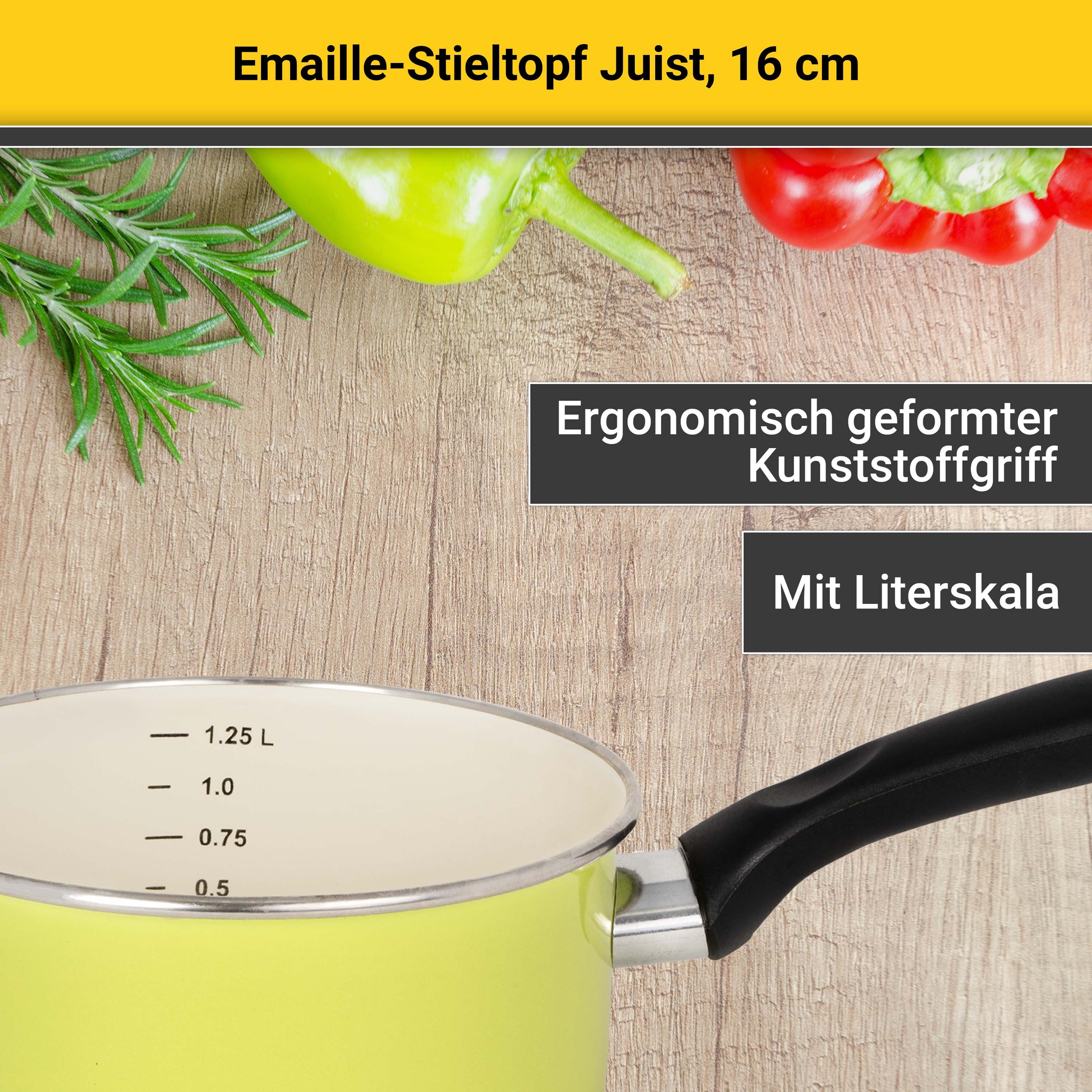 Krüger Kasserolle »Juist«, Emaille, (1 tlg.), Ø 16 cm, Induktion
