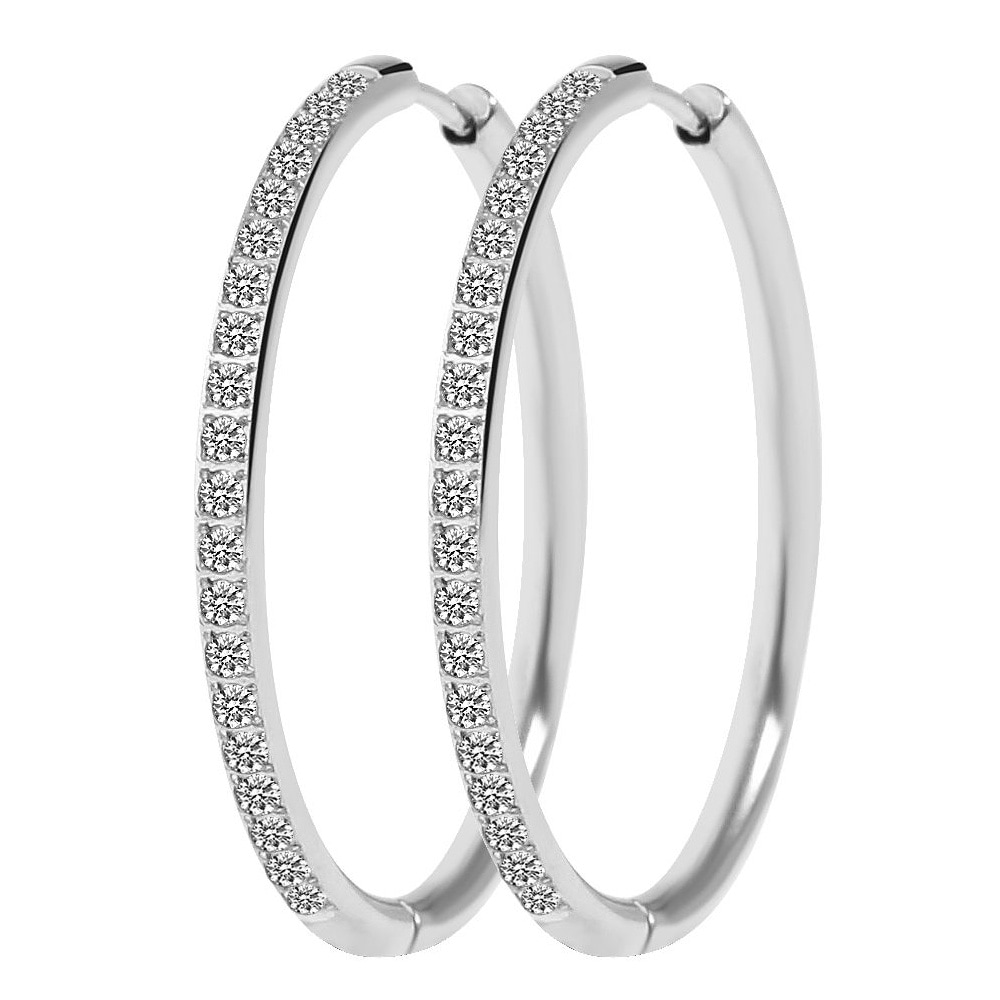 Adelia´s Klappcreolen »Ohrringe – Klappcreole aus Edelstahl mit Strass Steinchen« Ideal zum Verschenken – schlicht und stilvoll