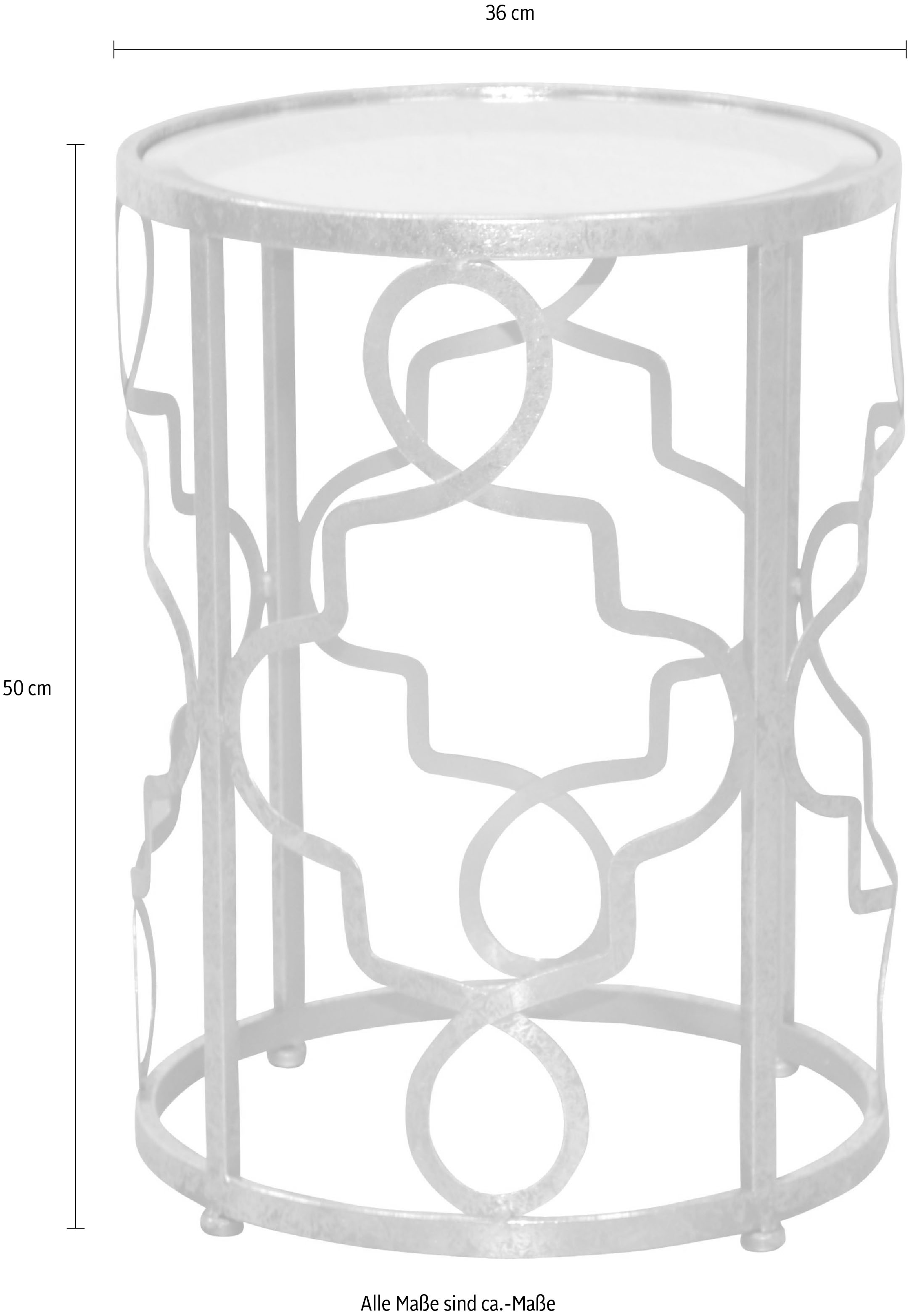 Thumbnail - Leonique Beistelltisch "Noëlle" mit Spiegelglasplatte und goldfarbenem Metallgestell