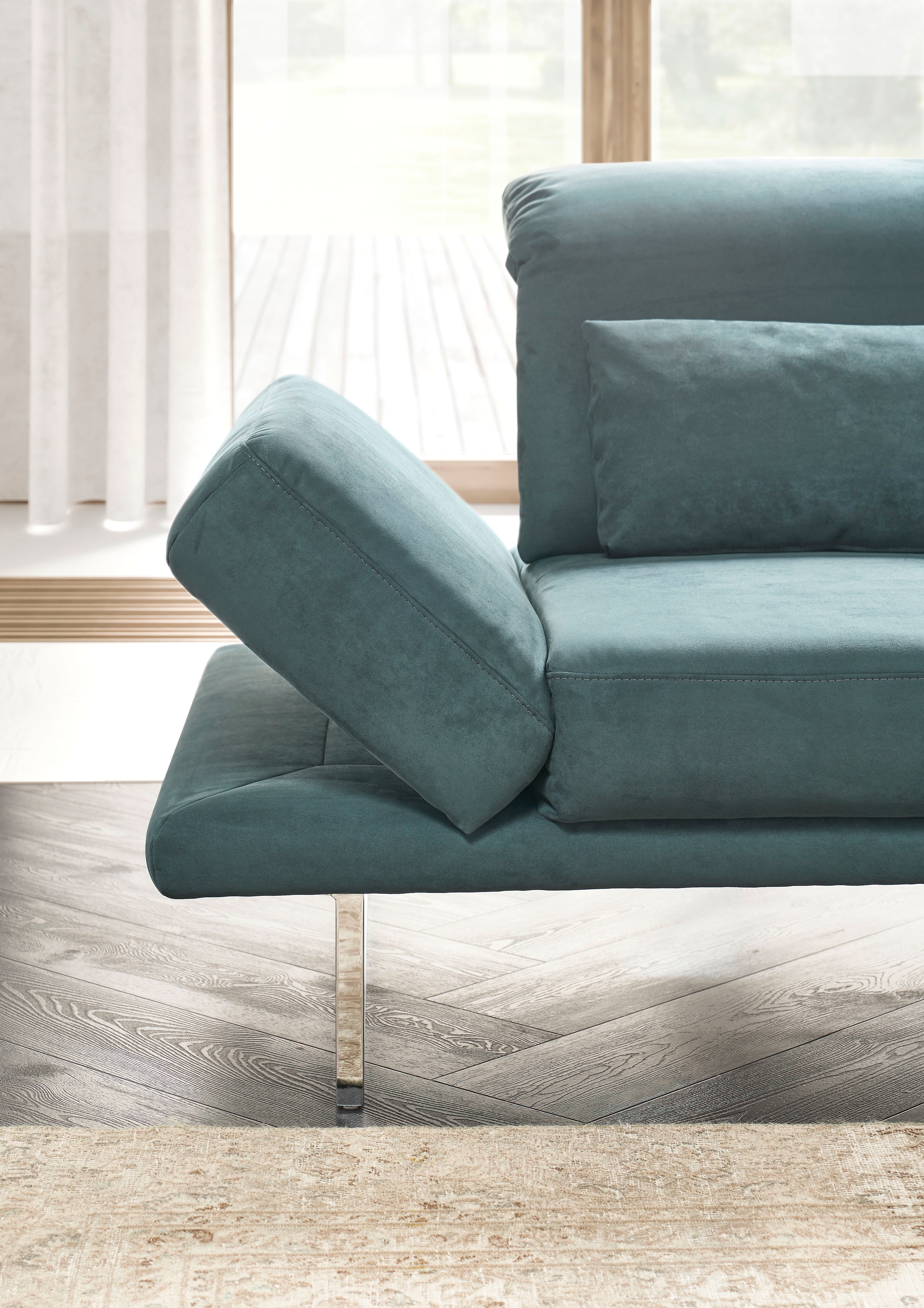 3C Candy 3-Sitzer »Mallow Designsofa mit Komfortfunktionen, modern und bequem,«, Verstellbare Armlehne und Kopfteil, manuelle Sitztiefenverstellung
