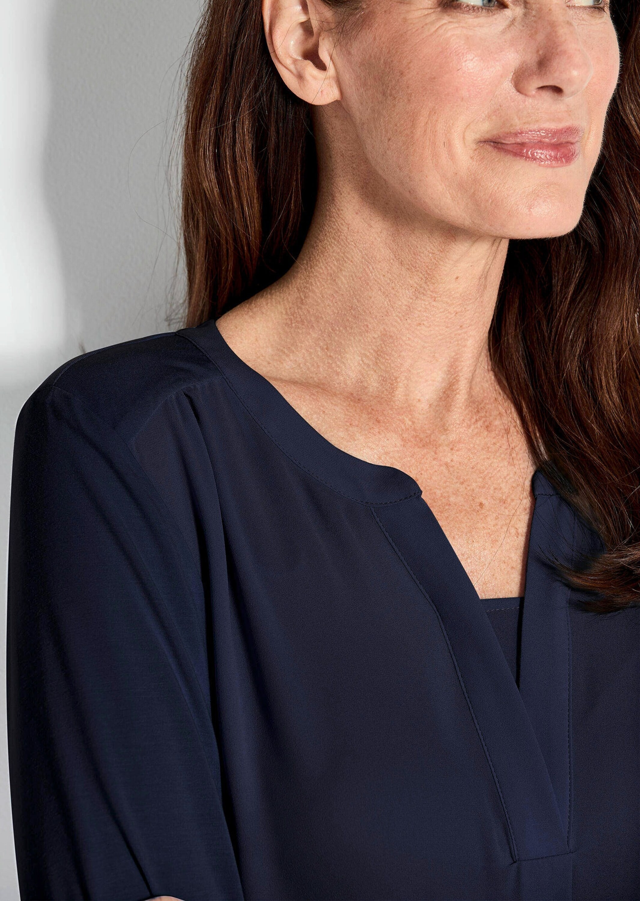 GOLDNER Kurzarmbluse »Blusenshirt Blusenshirt mit Chiffon-Einsatz«