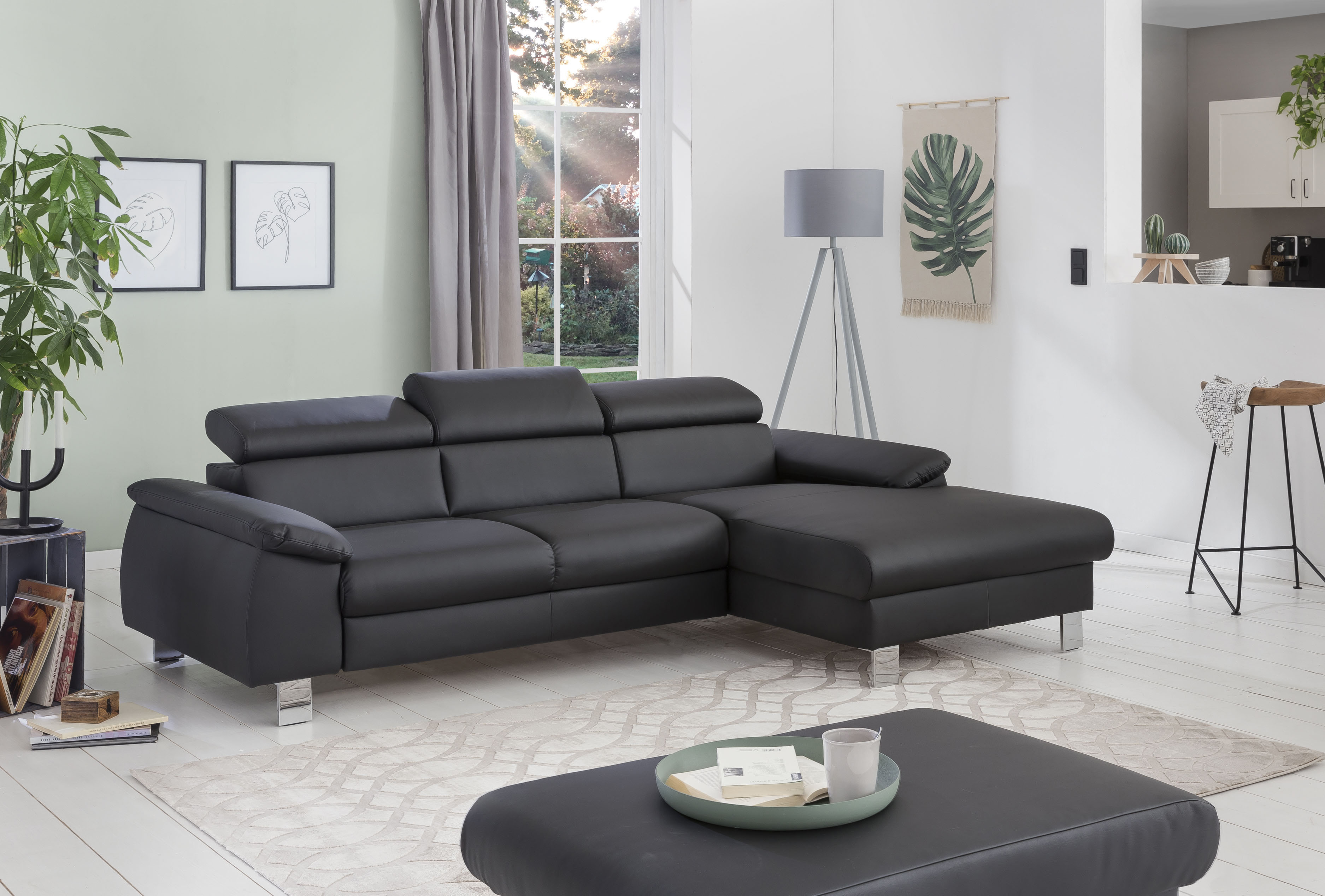 COTTA Ecksofa "Komaris L-Form, B: 244 cm" mit Kopfteilverstellung, optional Schlaffunktion, Bettkasten & Licht