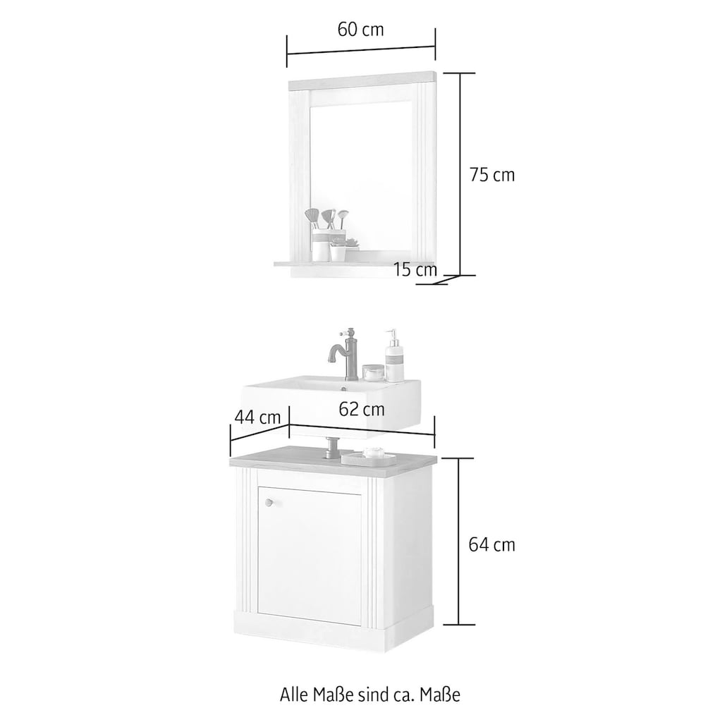 Home affaire Badmöbel-Set »WESTMINSTER«, (2 St.), im romantischen Landhausstil