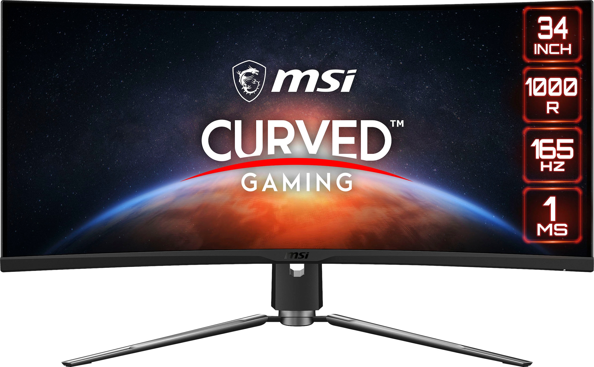 MSI Curved-Gaming-Monitor »MPG Artymis 343CQR«, 86 cm/34 Zoll, 3440 x 1440  px, UWQHD, 1 ms Reaktionszeit, 165 Hz, höhenverstellbar, 3 Jahre  Herstellergarantie | BAUR