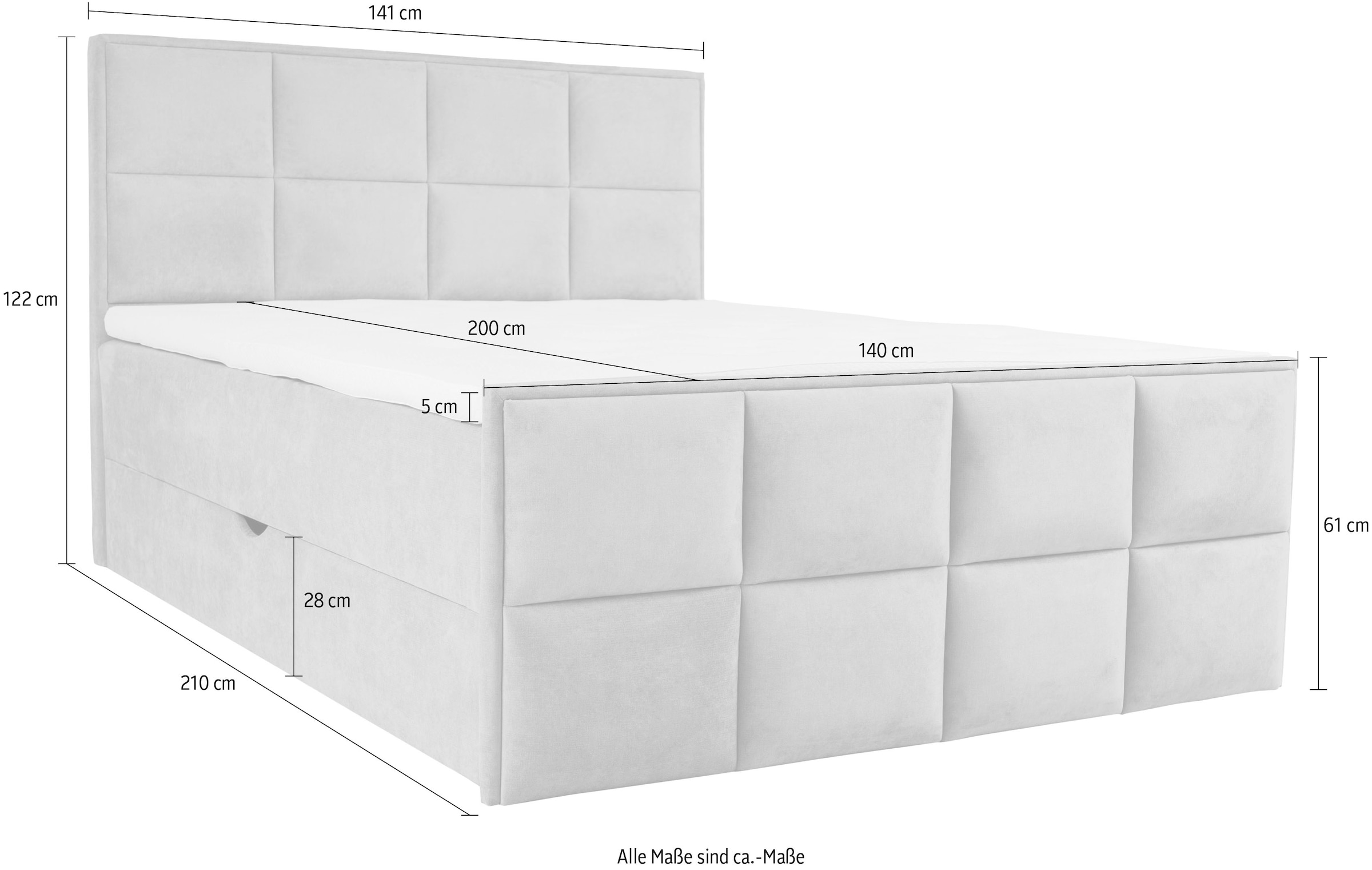 Leonique Boxspringbett »Timeo«, in den Breiten 120,140,160 & 180 cm erhältlich