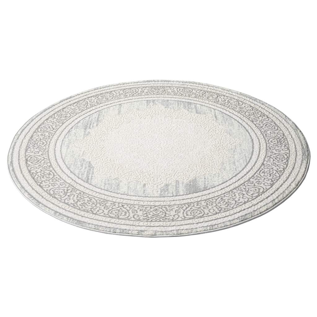 Carpet City Teppich »ANTIK209«, rund, 10 mm Höhe, Kurzflor, 3D-Optik, Klassisch-Modern für Wohnzimmer, Schlafzimmer