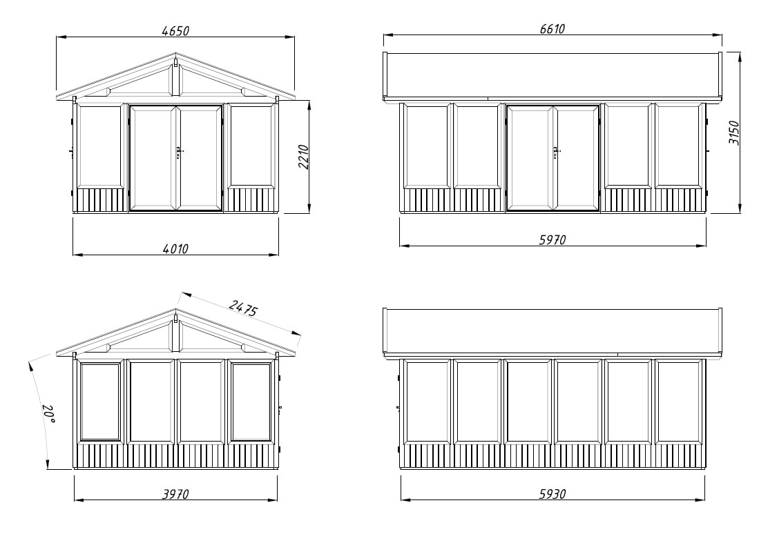 Palmako Holzpavillon »Isabella« BxTxH: 465x661x315 cm