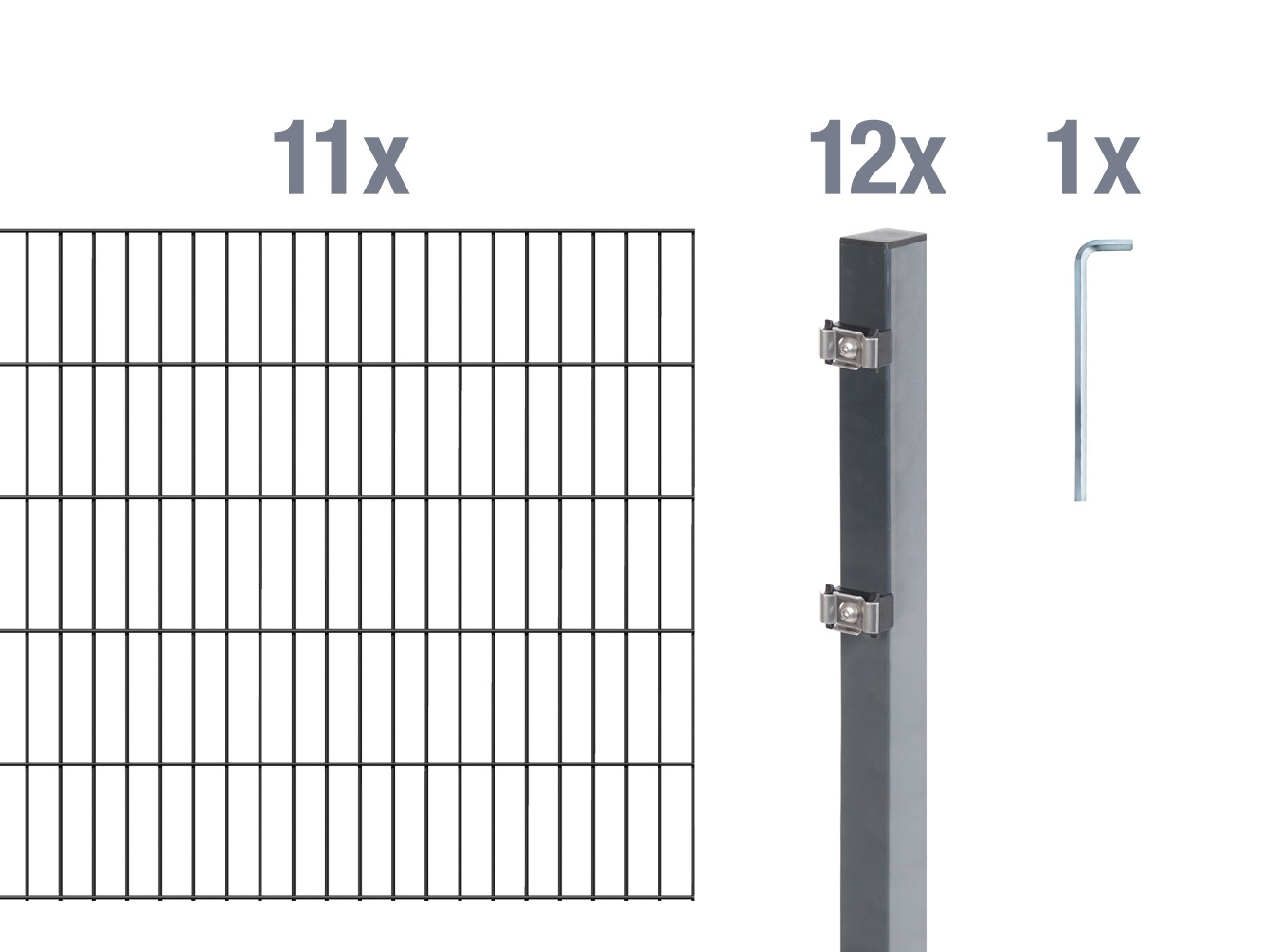 Alberts Doppelstabmattenzaun "Grundset" Höhe: 80-200 cm, Gesamtlänge: 4-30 m, zum Einbetonieren