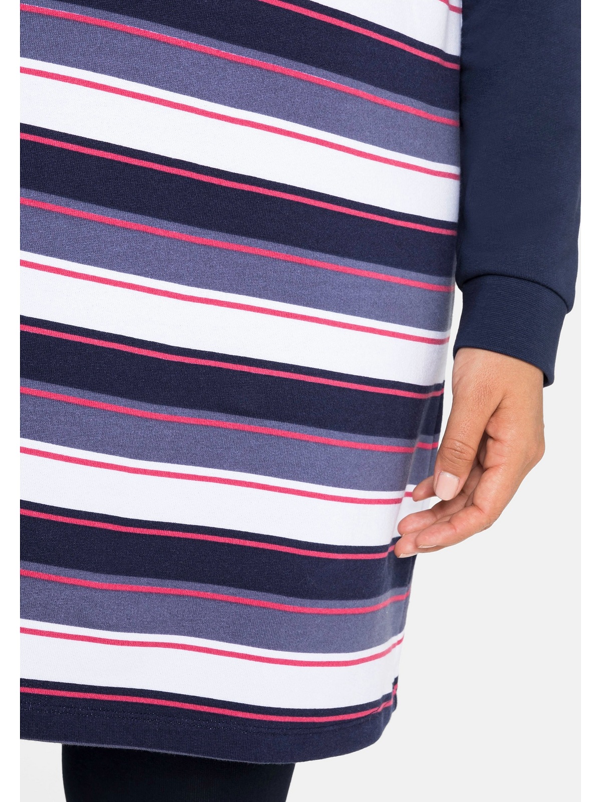 Sheego Sweatkleid »Große Größen«, mit Ringeln, Kapuze und Reißverschluss