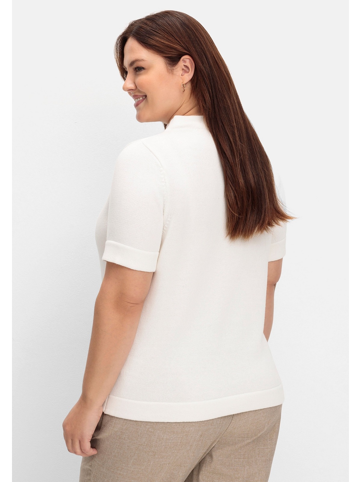 Sheego Stehkragenpullover "Große Größen", aus Baumwolle, mit Halbarm günstig online kaufen