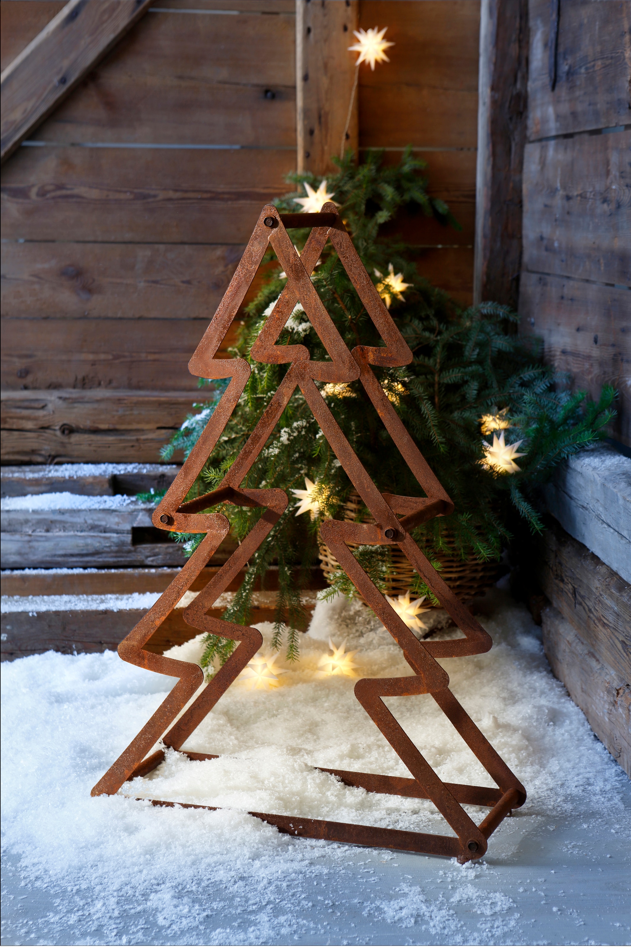 »Weihnachtsbaum, | aus HOFMANN rostiger bestellen MORE Dekobaum mit Oberfläche, aussen«, LIVING AND Metall, cm BAUR 95 ca. Weihnachtsdeko Höhe