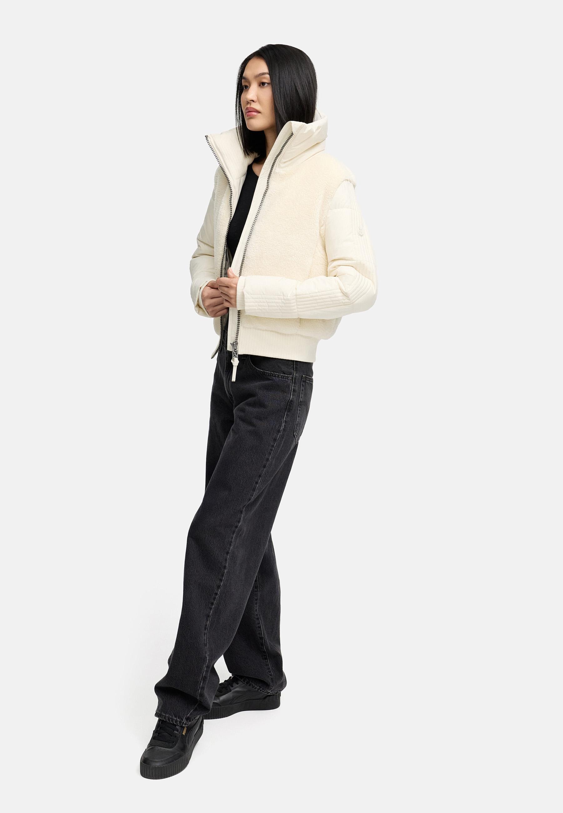 Navahoo Plüschjacke »Teddyzone 14«, ohne Kapuze, Teddy-Fleece Jacke mit hohem Kragen