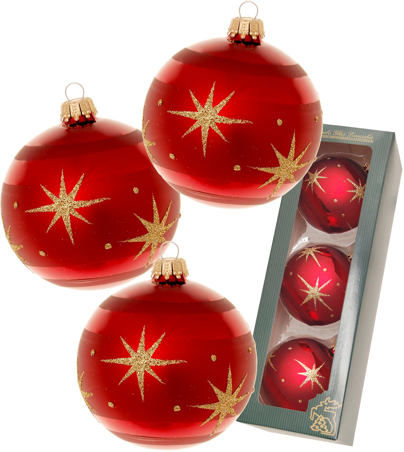 Krebs Glas Lauscha Weihnachtsbaumkugel St.), Glas rot, 8 Night (Set, aus »Xmas Christbaumkugeln | kaufen Weihnachtsdeko BAUR 3 Christbaumschmuck, \