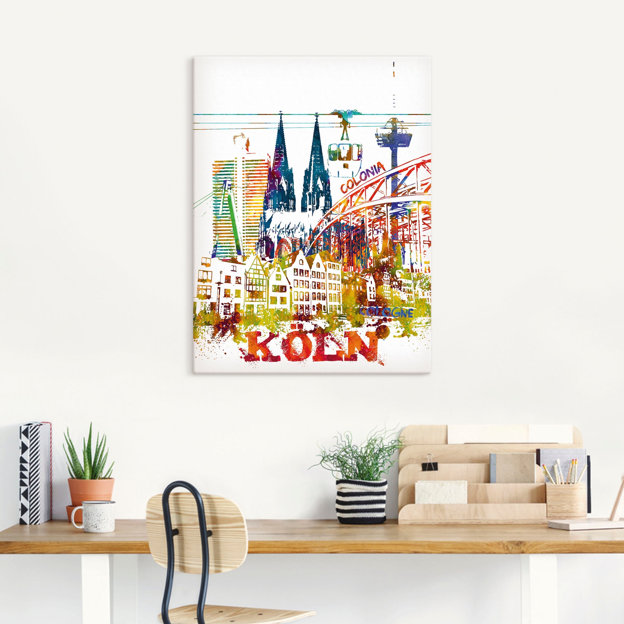 Artland "Köln Dom Grafik" Köln 1 Stk. tlg. auf Keilrahmen gespannt günstig online kaufen