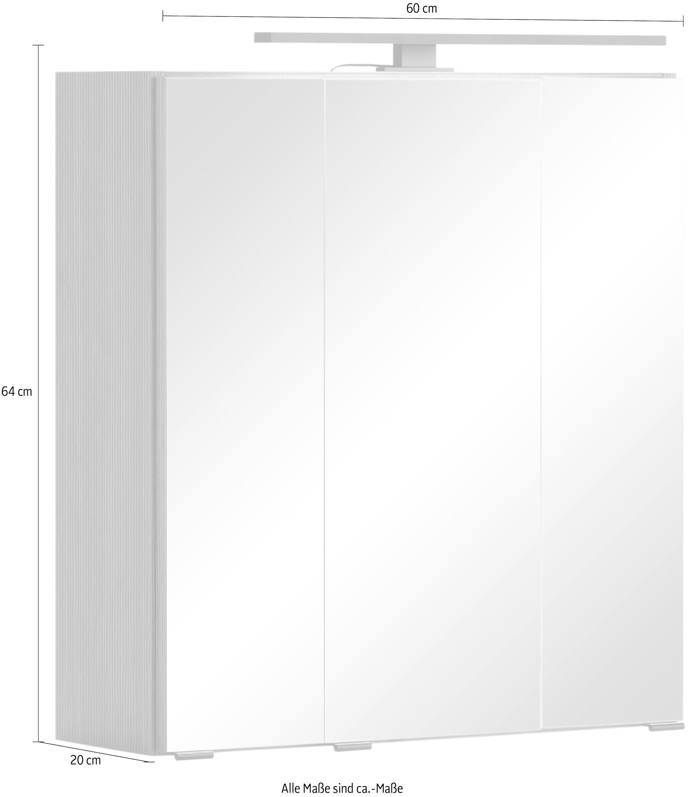 HELD MÖBEL Spiegelschrank »Trento, verschiedene Ausführungen und Farben«,  Breite 60 cm, mit 3D-Effekt, Spiegeltüren, Inklusive LED-Beleuchtung | BAUR