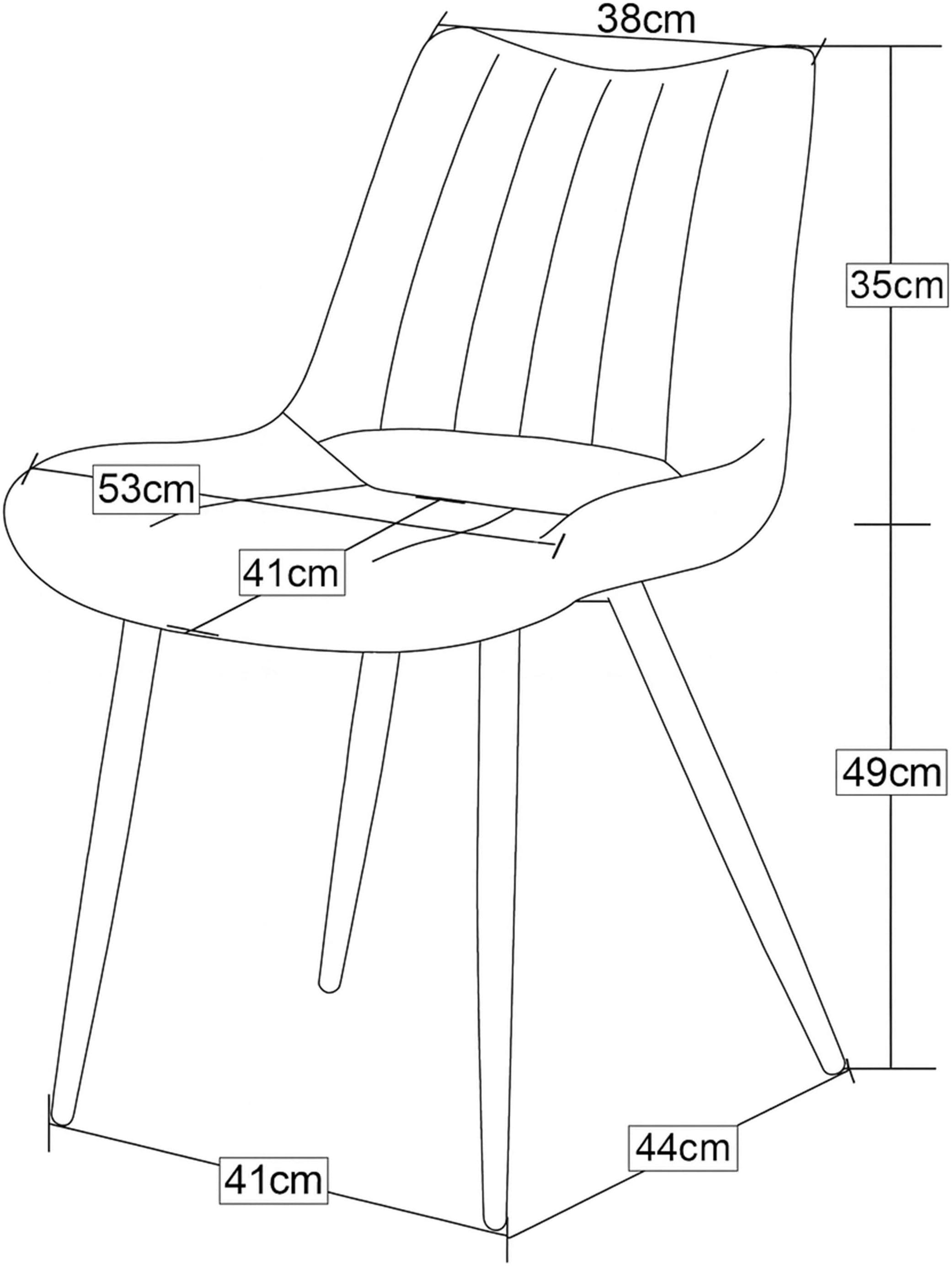 Home affaire Esszimmerstuhl »DAWSON, 2er Set, mit Metallgestell in matt schwarz« (Set) 2 Stk.in verschiedenen Farben, Belsatbarkeit pro Stuhl 120 kg, mit Griffloch