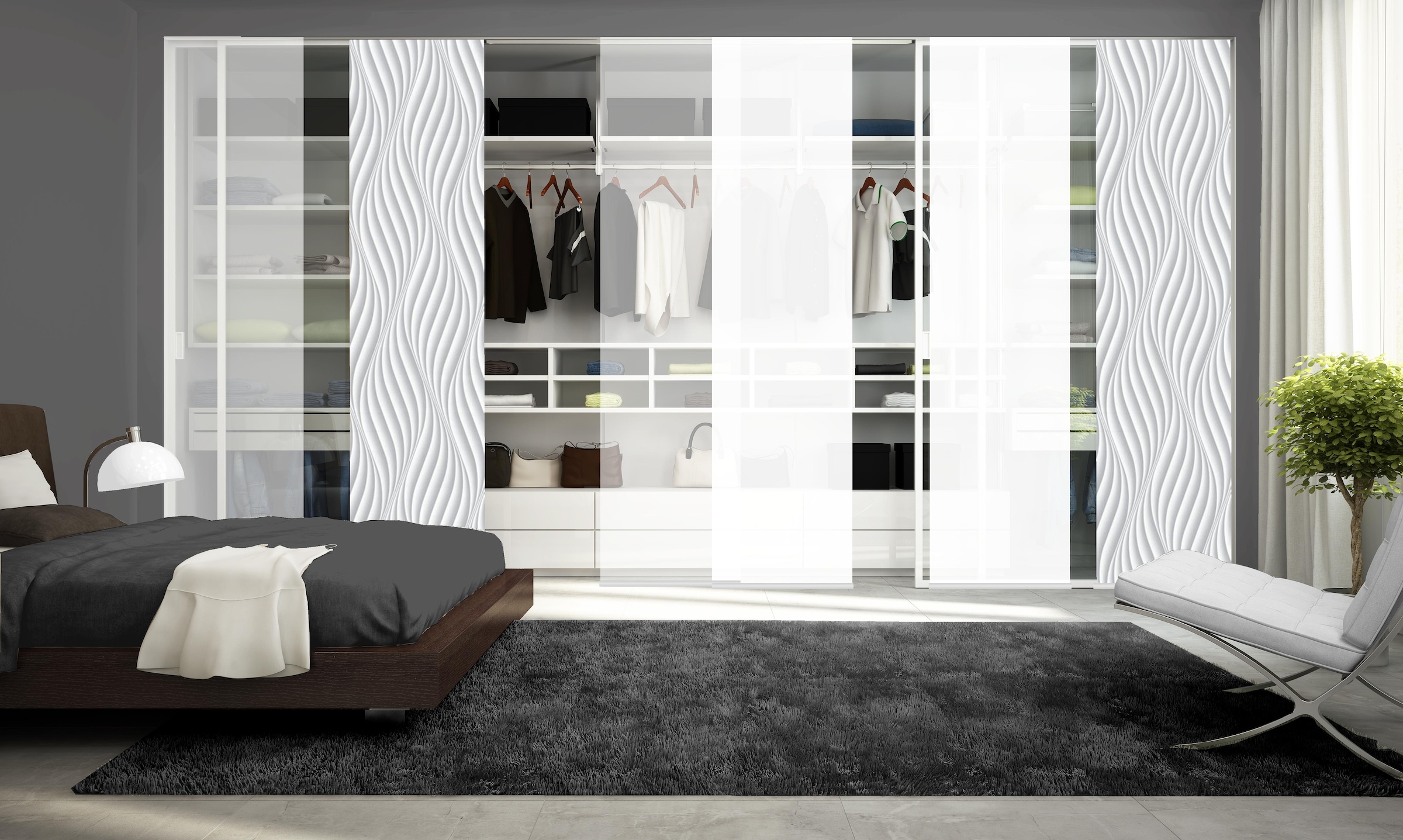 HOME WOHNIDEEN Schiebegardine "WAVES" Klettband 6 Stk. tlg. HxB: 245x60, in günstig online kaufen