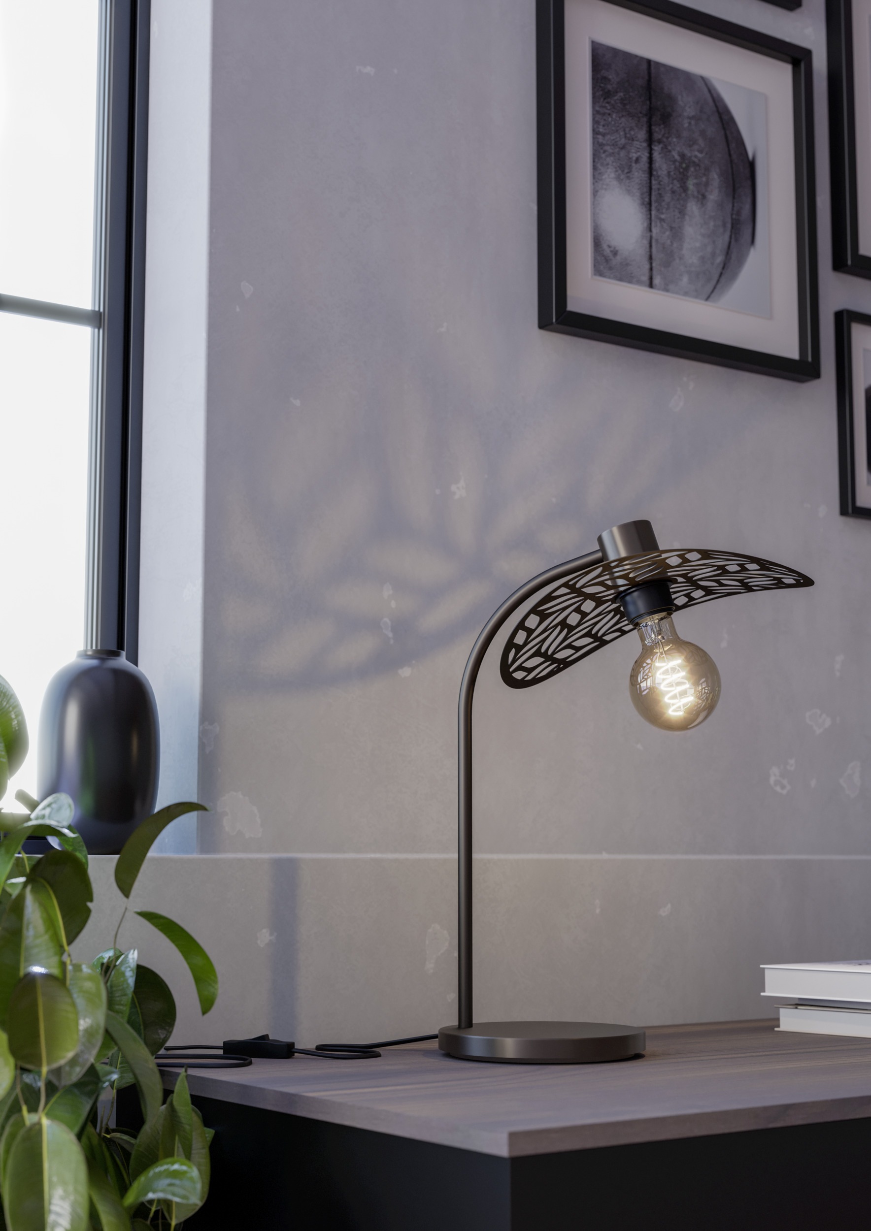 EGLO Tischleuchte »SWABY Tischlampe - Stahl - E27 - 1X60W - IP20« E27 1 Stk. L33,5 x B30 x H46,5 cm, Nachttischlampe, Leselampe, Nachttischleuchte