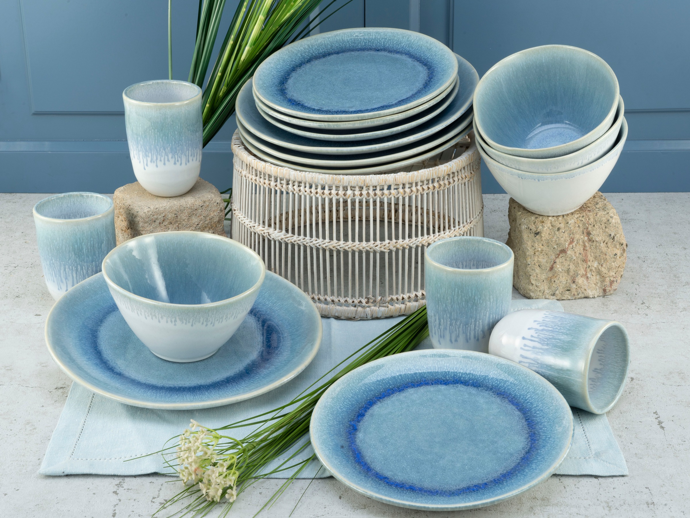 CreaTable Kombiservice "Geschirr-Set Aquarius" Service, Reaktivglasur, satt günstig online kaufen